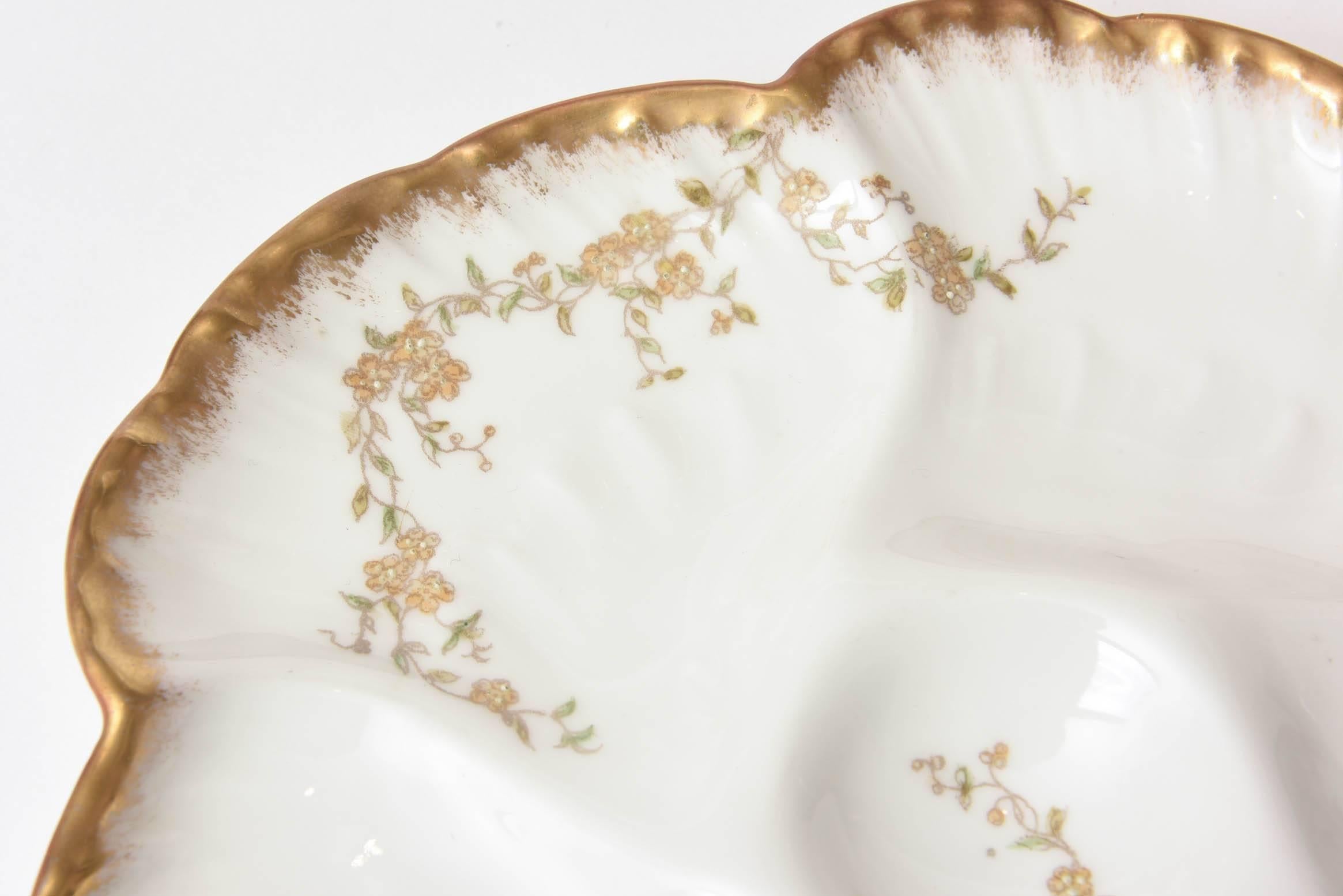 Hand-Crafted Antique Limoges Oyster Plate, Charles Fields Haviland
