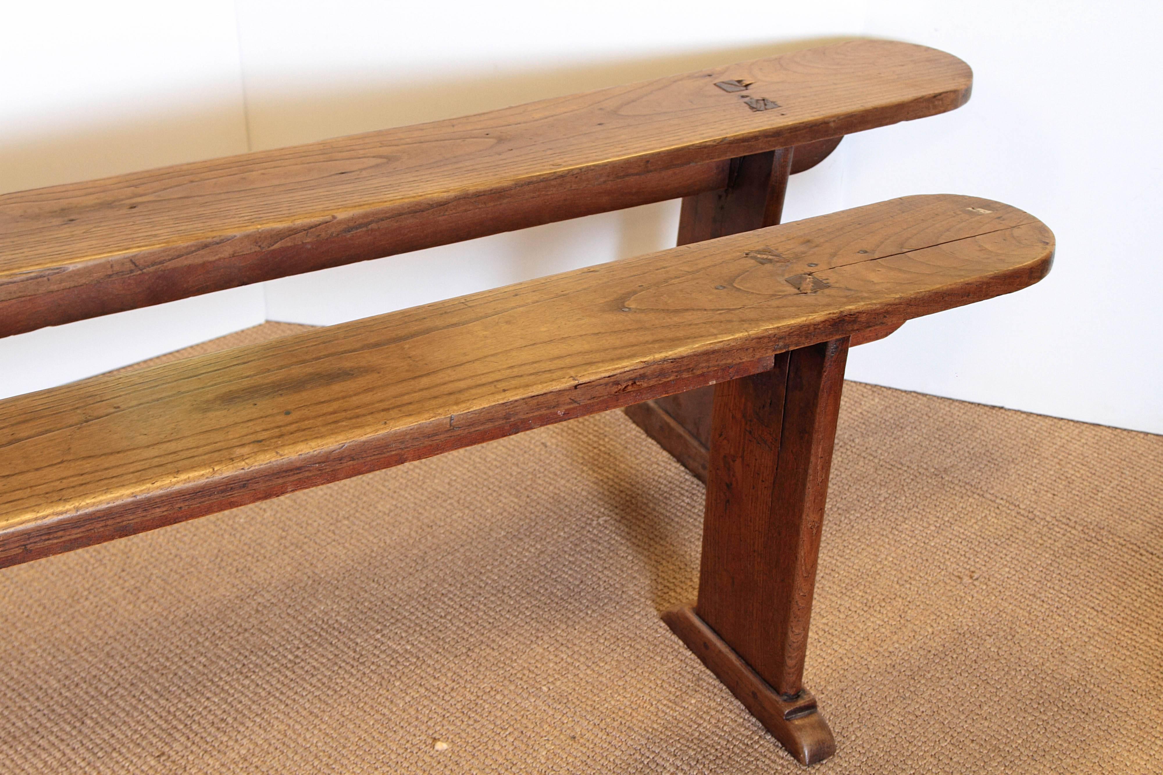 Pair of Long Oak Meeting Benches In Good Condition In Dallas, TX