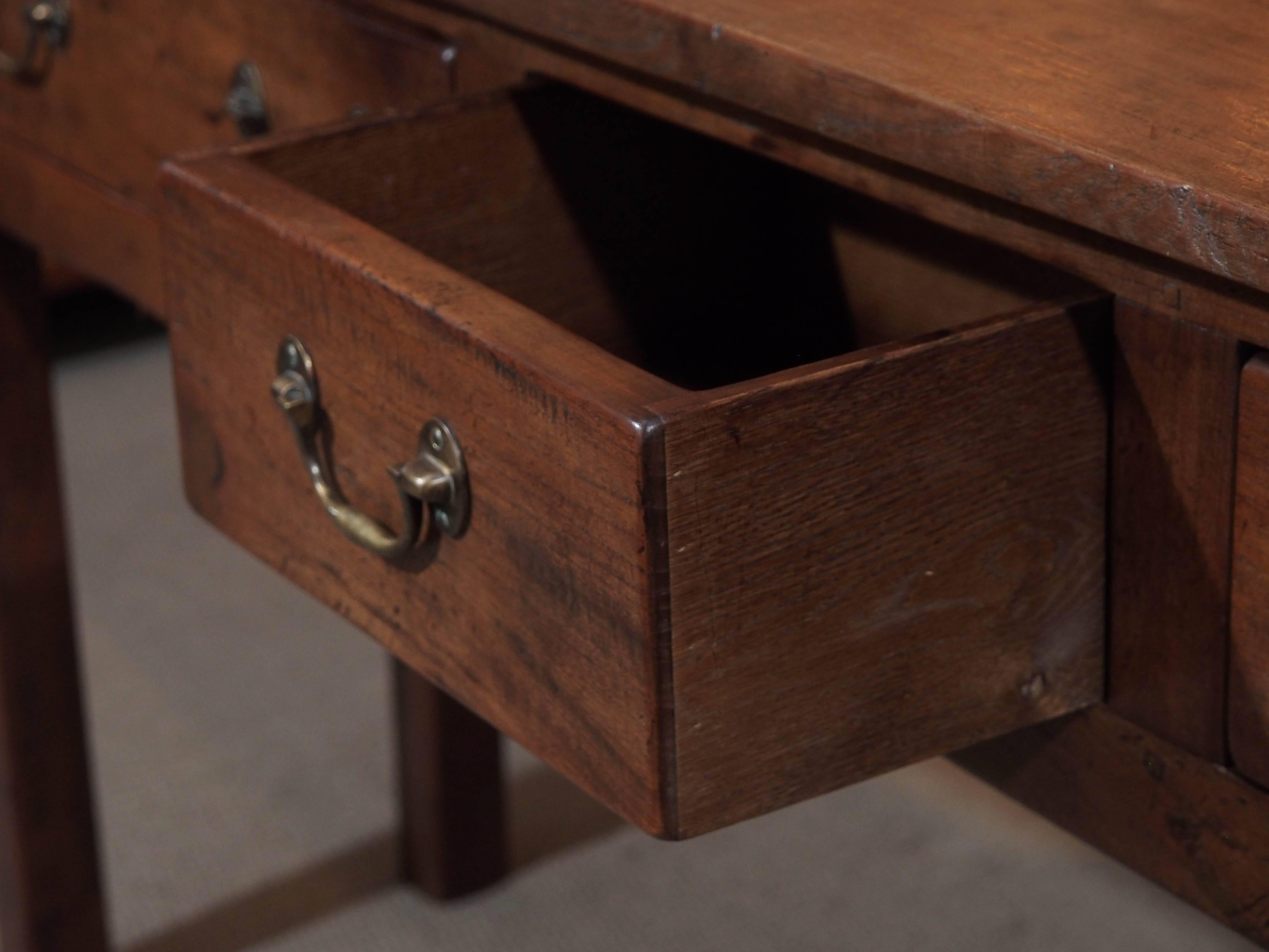 Late 19th Century Antique French Elm Country Three-Drawer Server