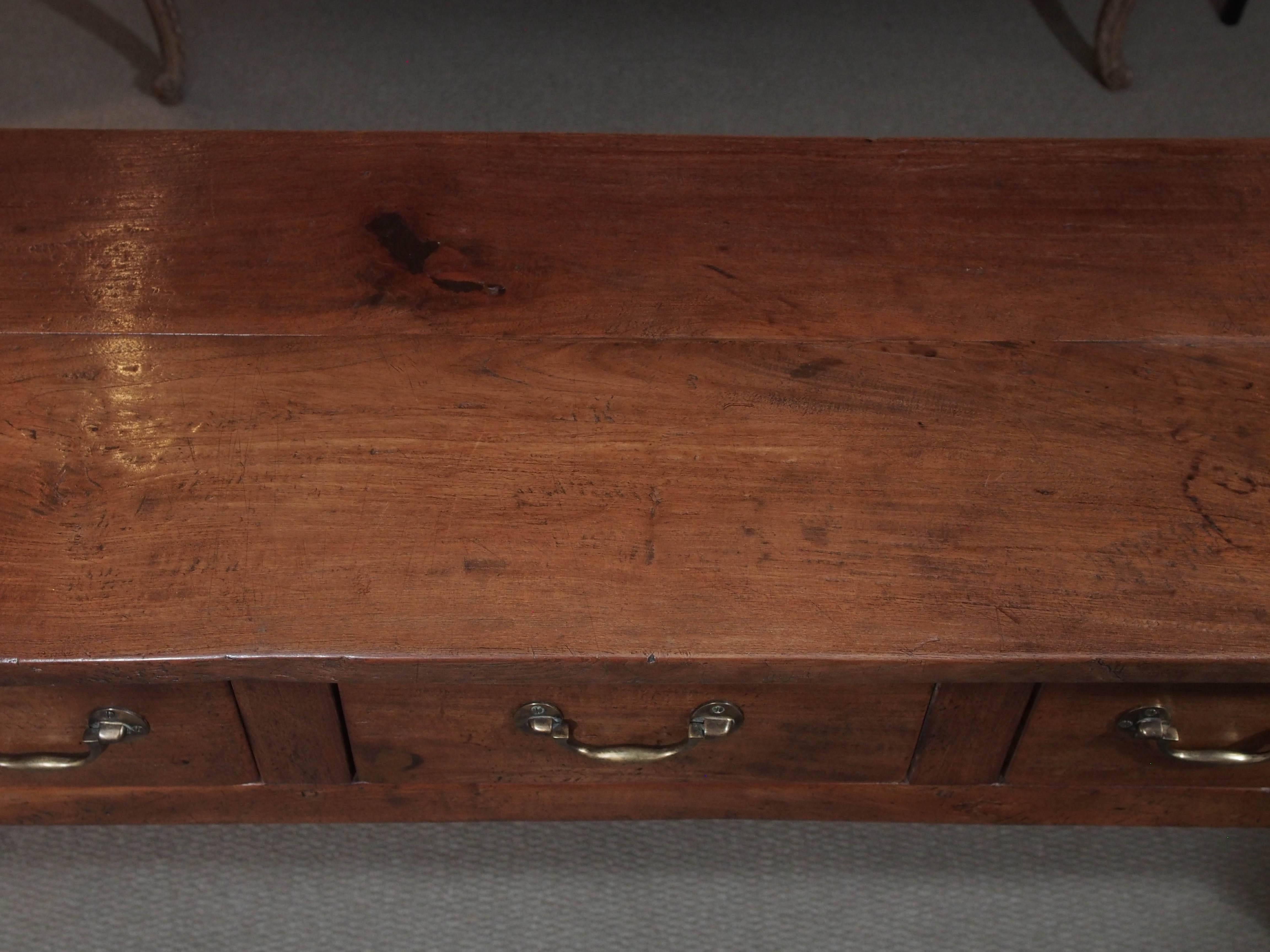 Antique French Elm Country Three-Drawer Server 1