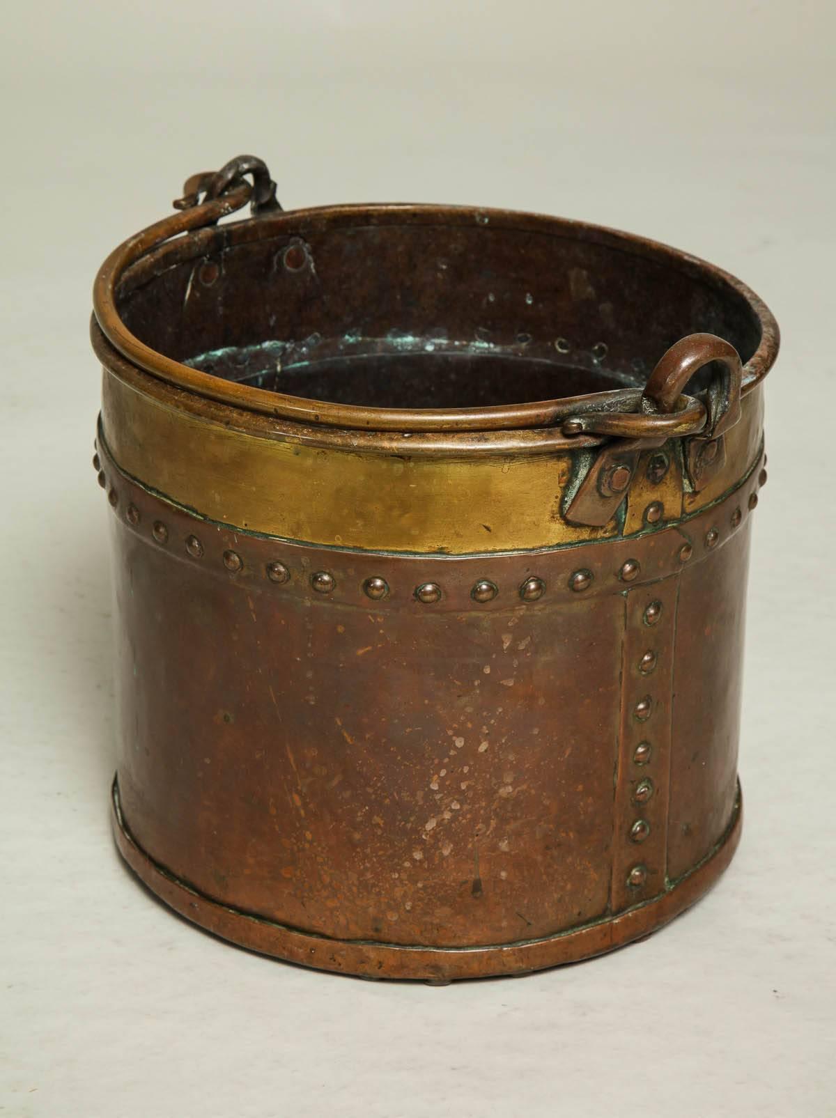 19th Century Diminutive Copper and Brass Bucket