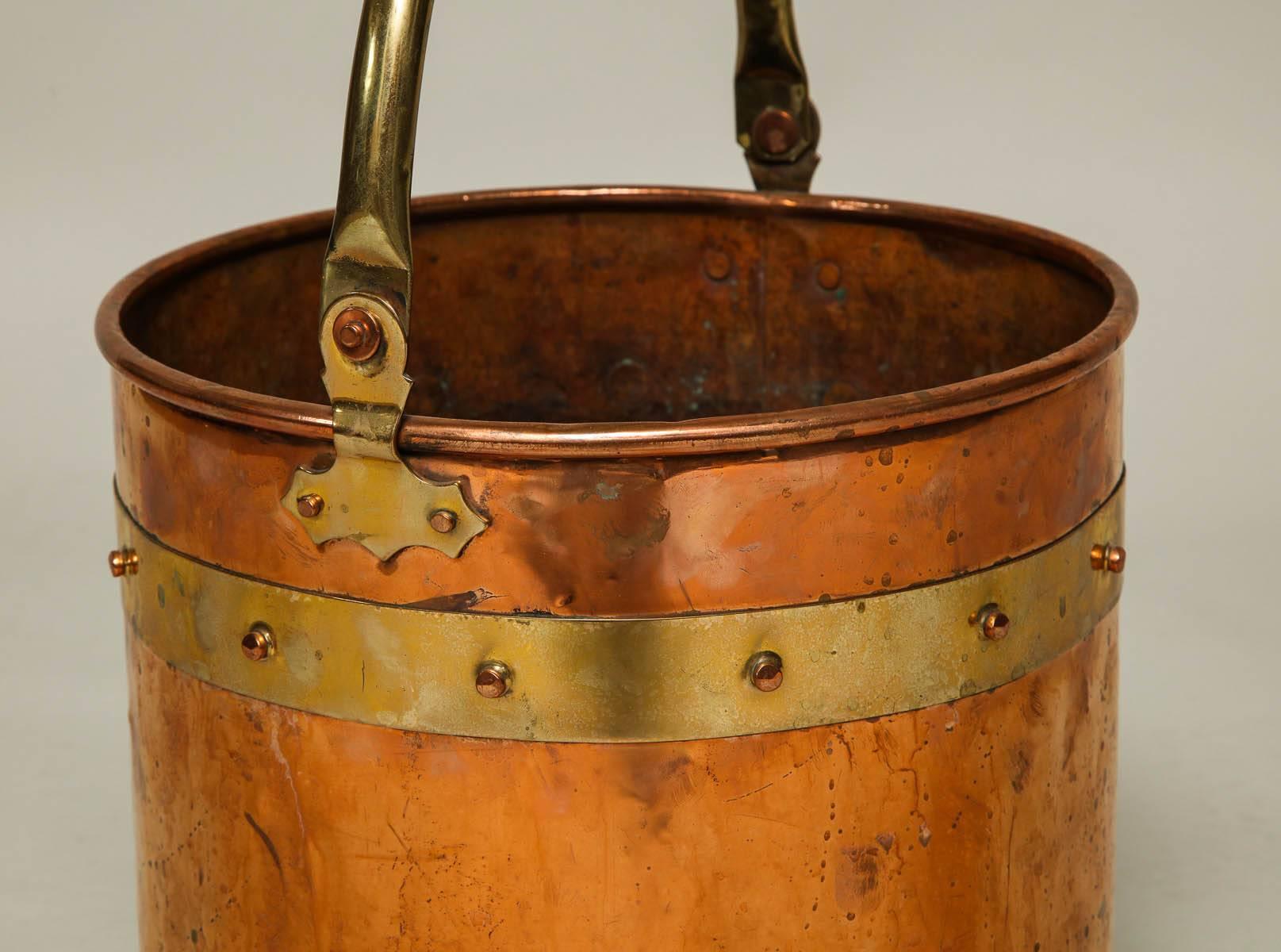 Copper and Brass Bucket In Excellent Condition In Greenwich, CT