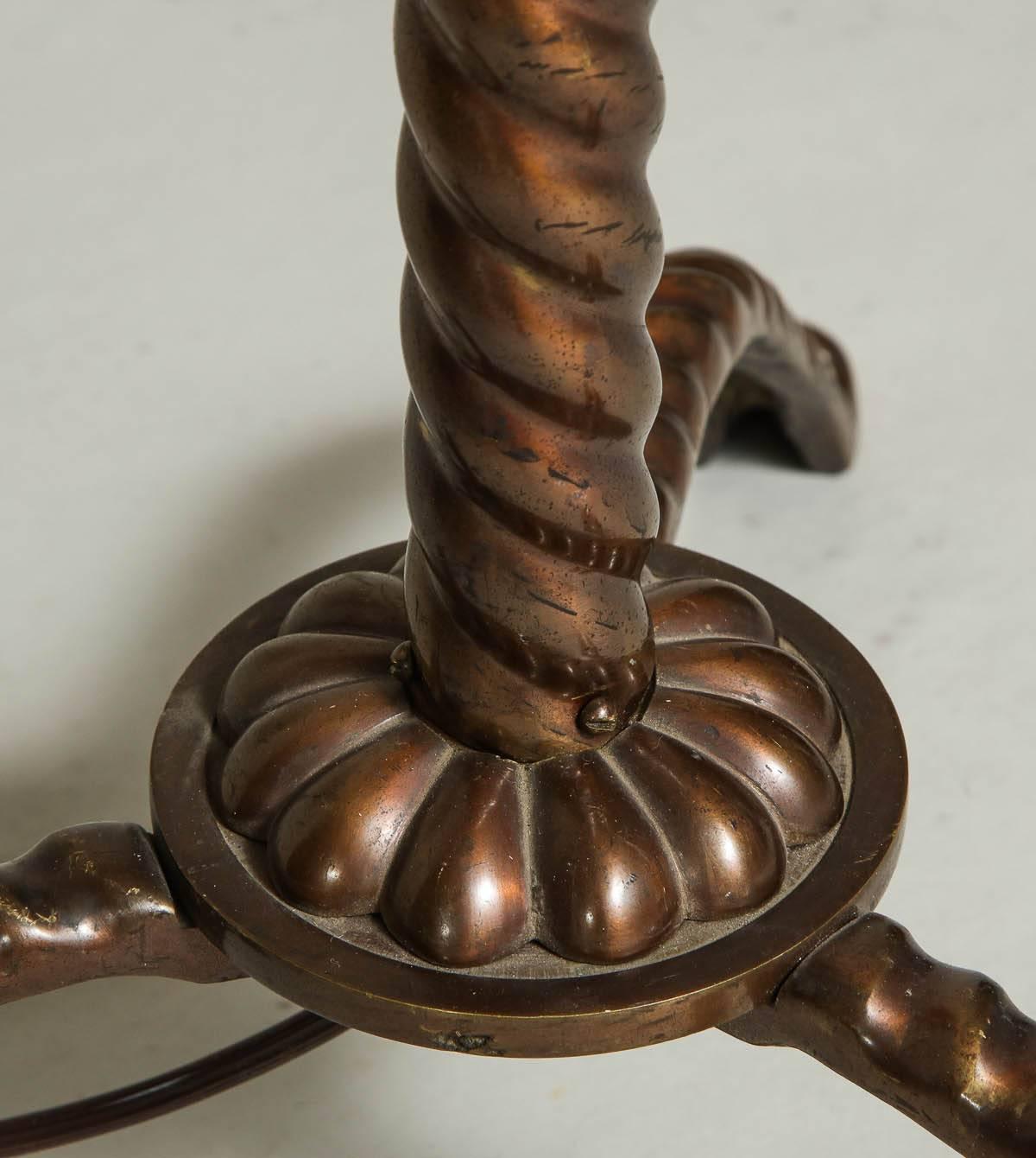 Early 20th Century Brass Rope Twist Floor Lamp