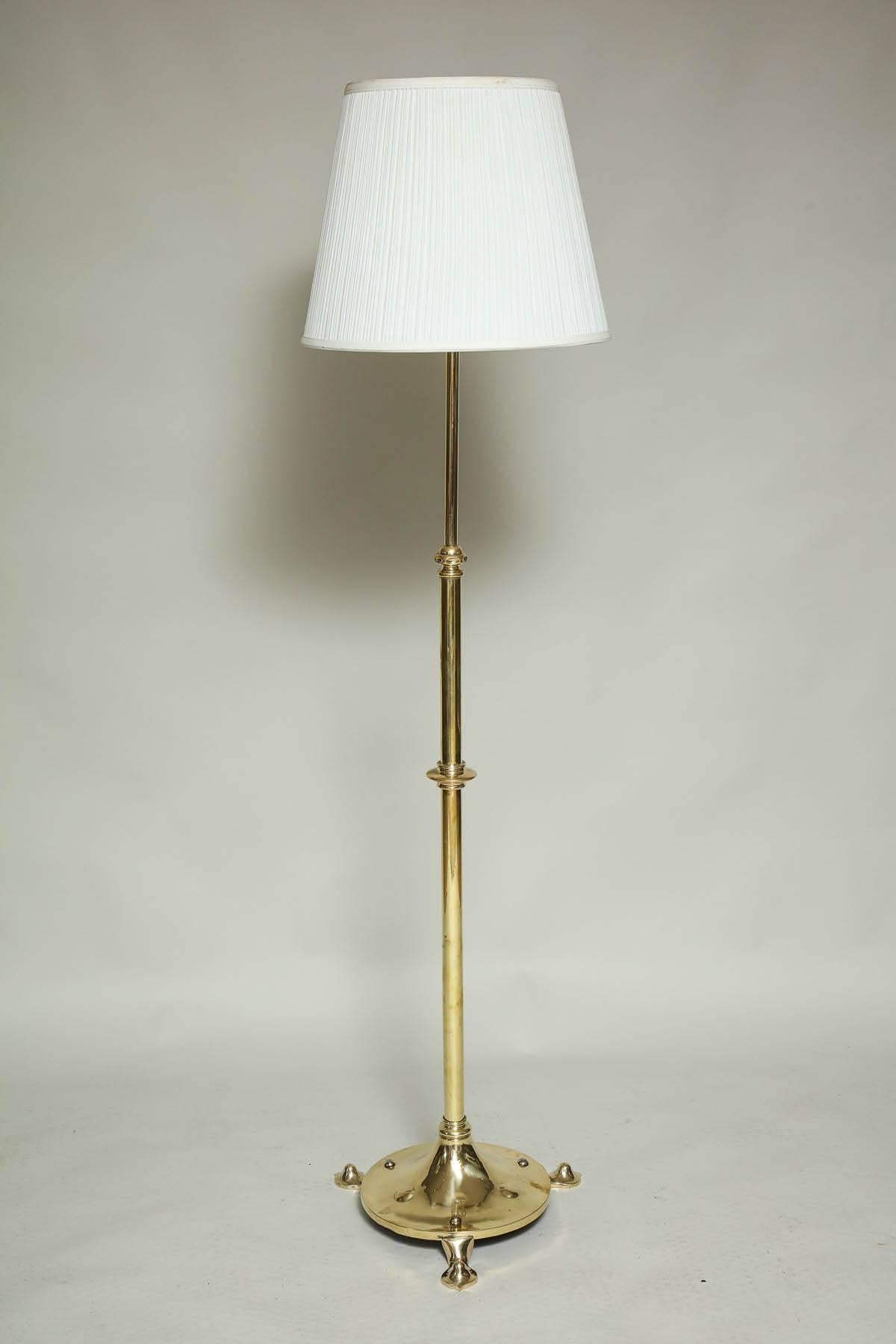 Early 20th Century Adjustable Brass Floor Lamp