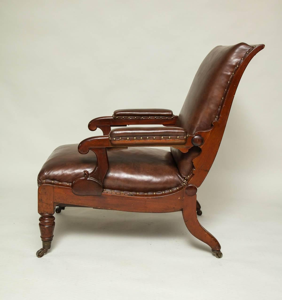 Mahogany William IV Reclining Library Chair