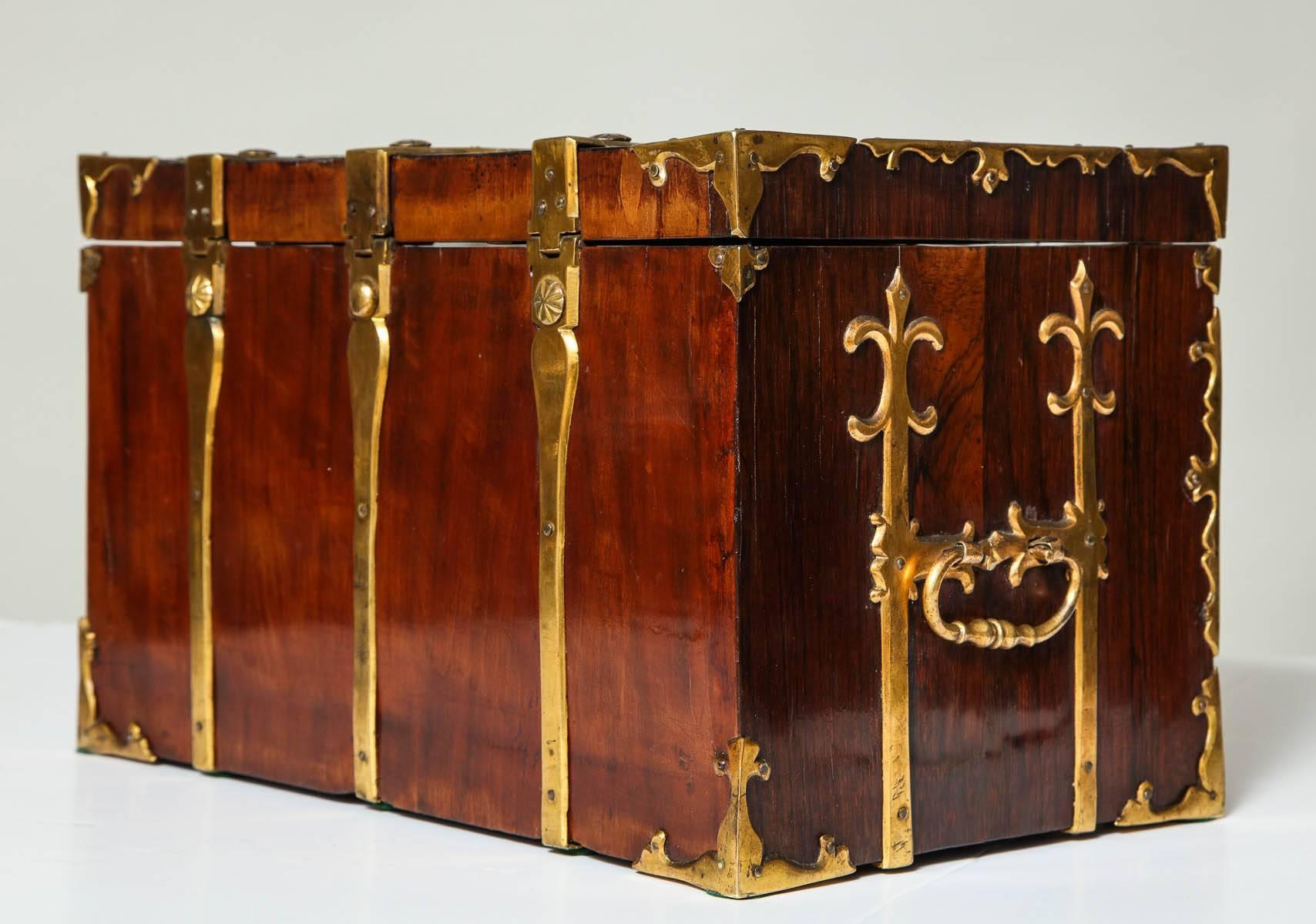 18th Century and Earlier 17th Century Brassbound Travelers Valuables Chest