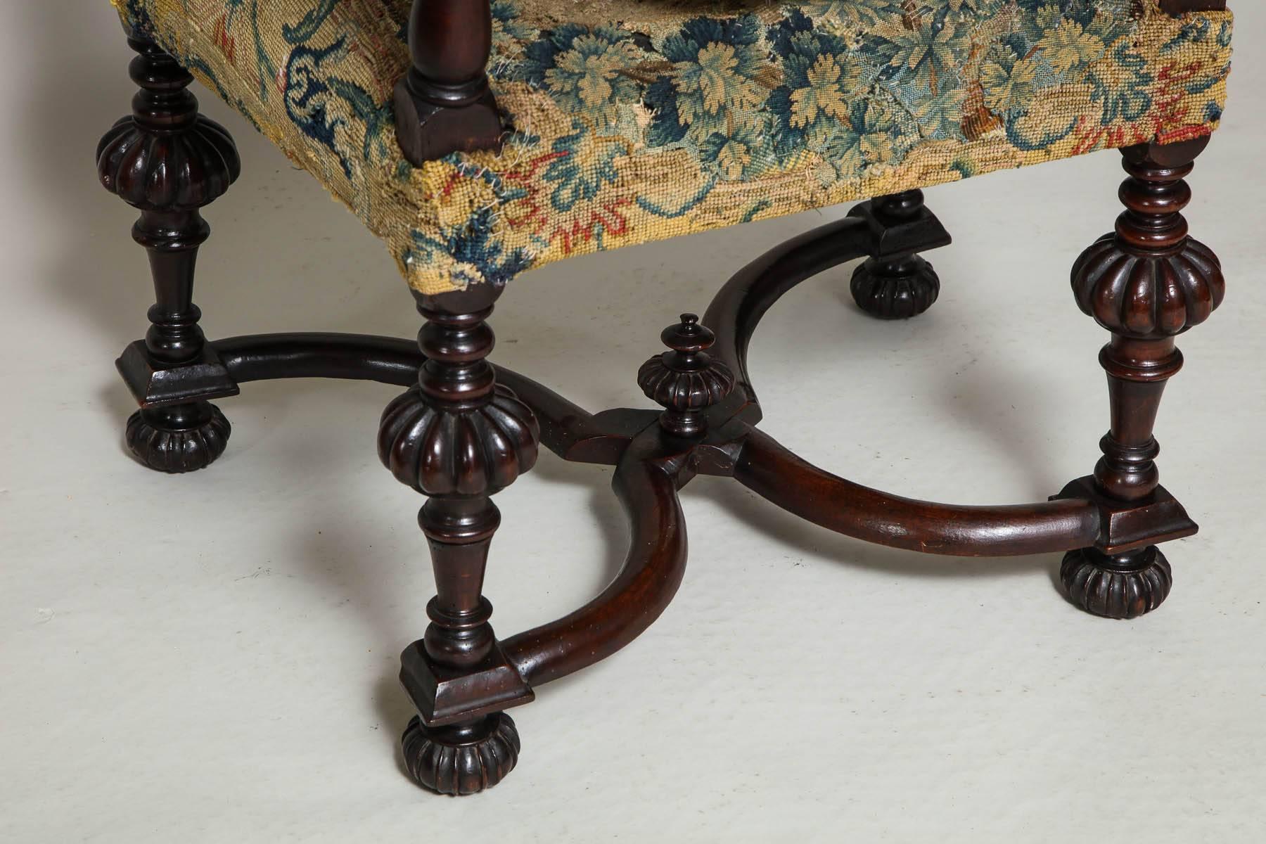 Walnut English Baroque Armchair