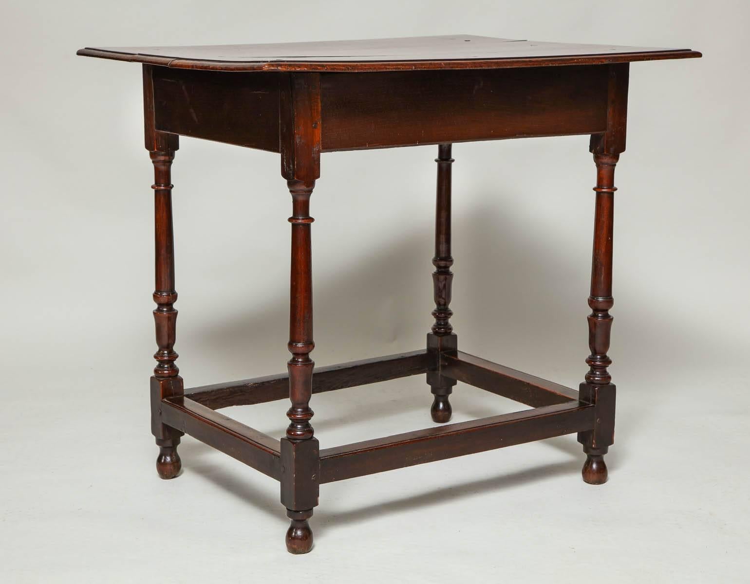 English Oak and Fruitwood Stretcher Base Table 2