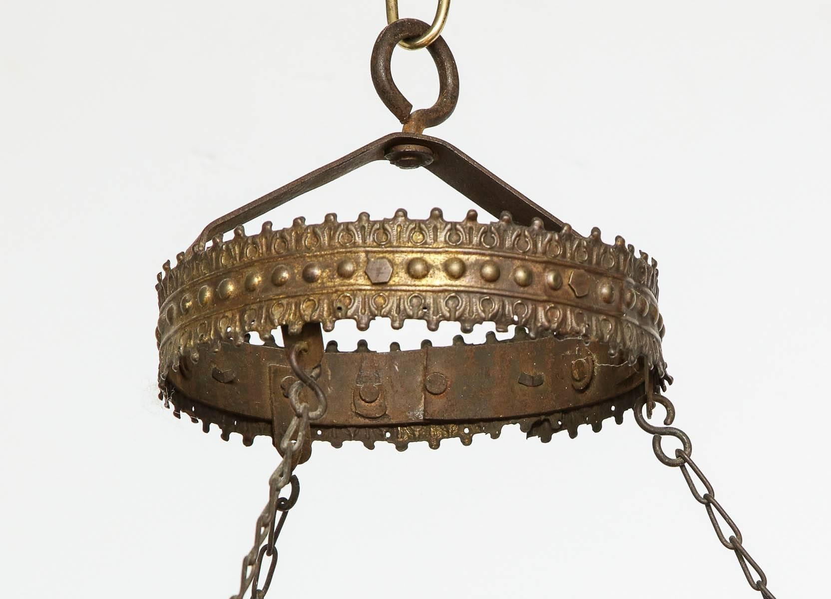 Mid-19th Century Brass Ring Candle Chandelier