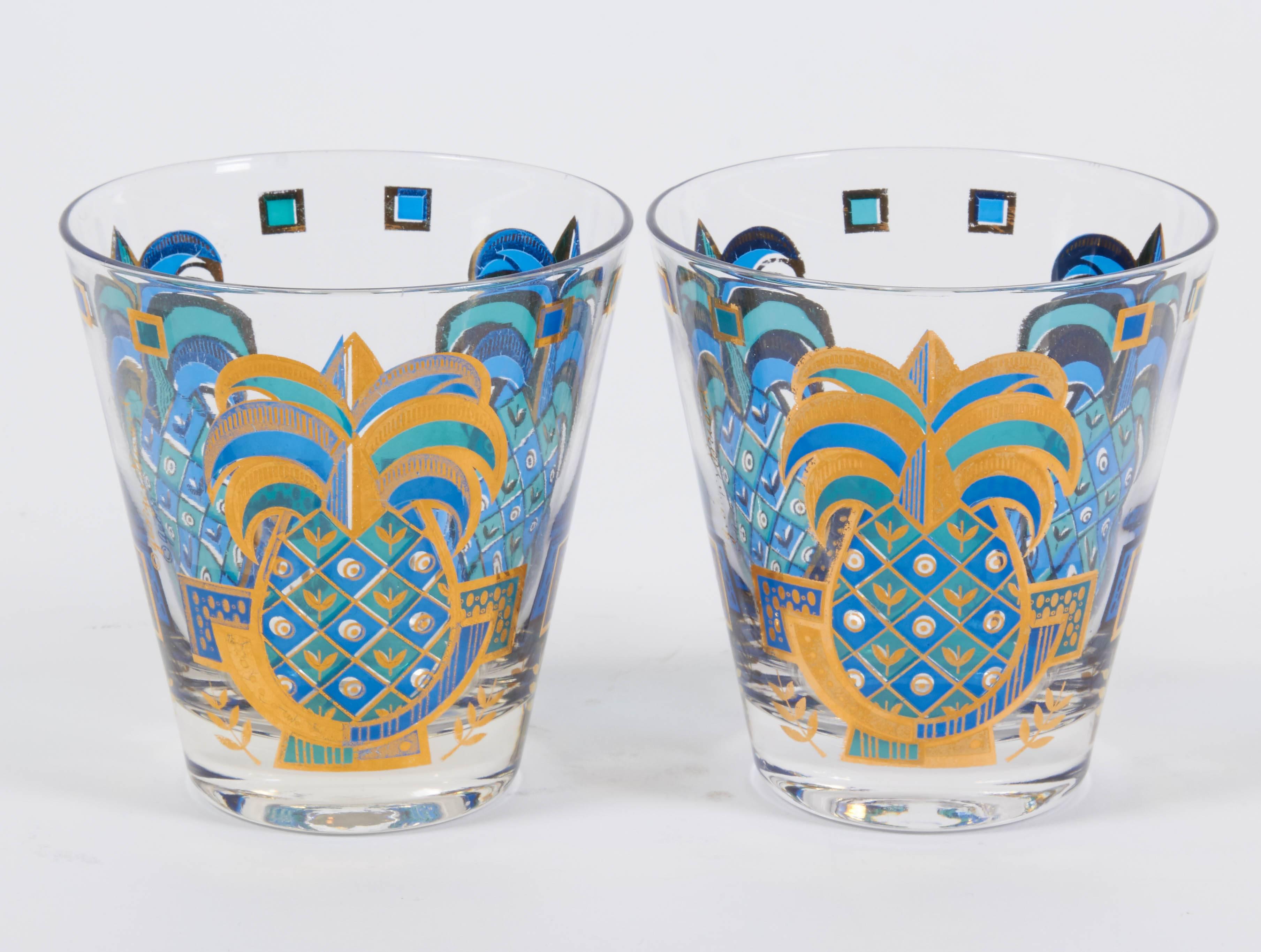 Pineapple Motif Double Old Fashioned 24-Karat Gold by Georges Briard In Excellent Condition For Sale In New York, NY