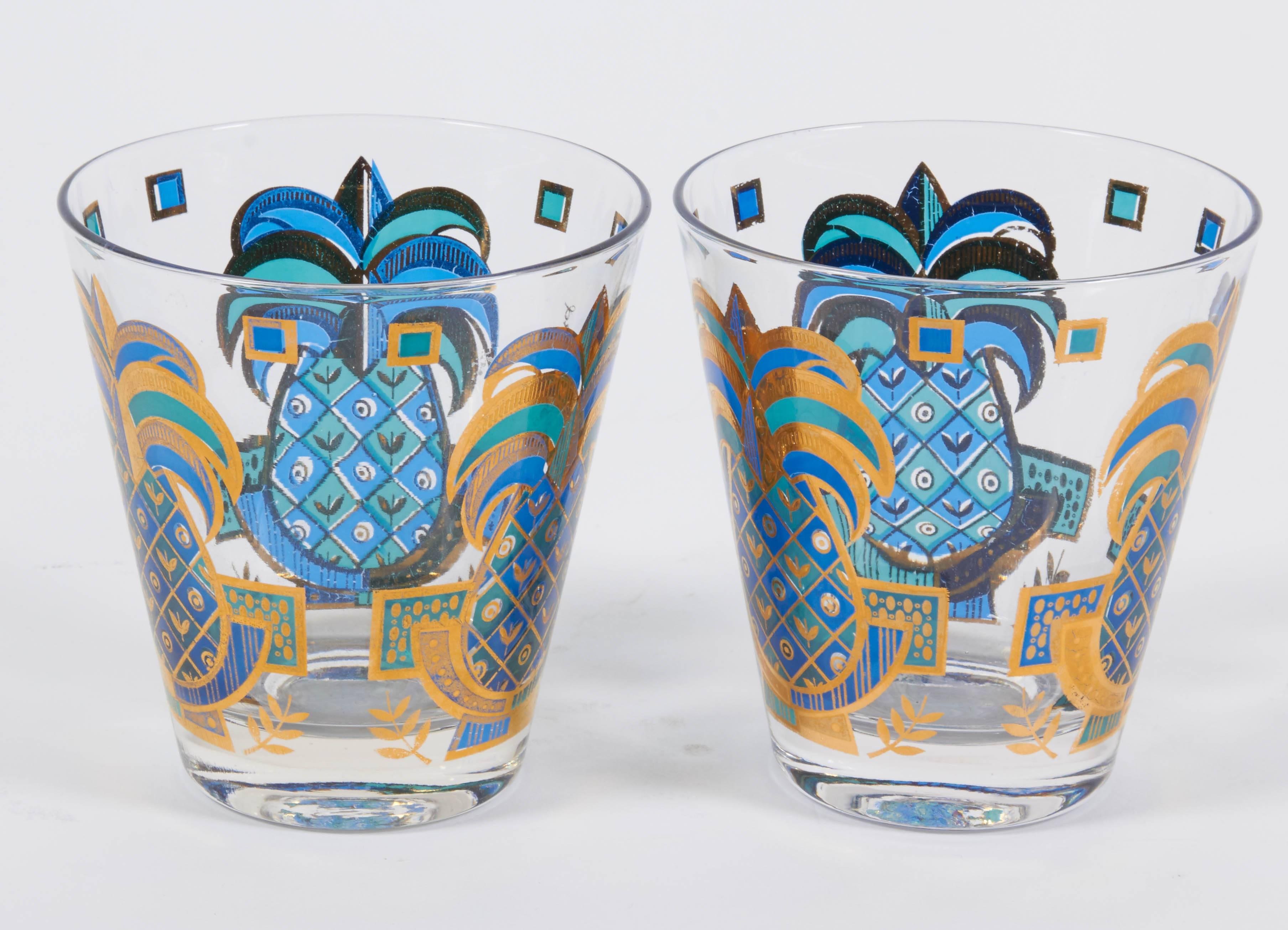 Mid-20th Century Pineapple Motif Double Old Fashioned 24-Karat Gold by Georges Briard For Sale