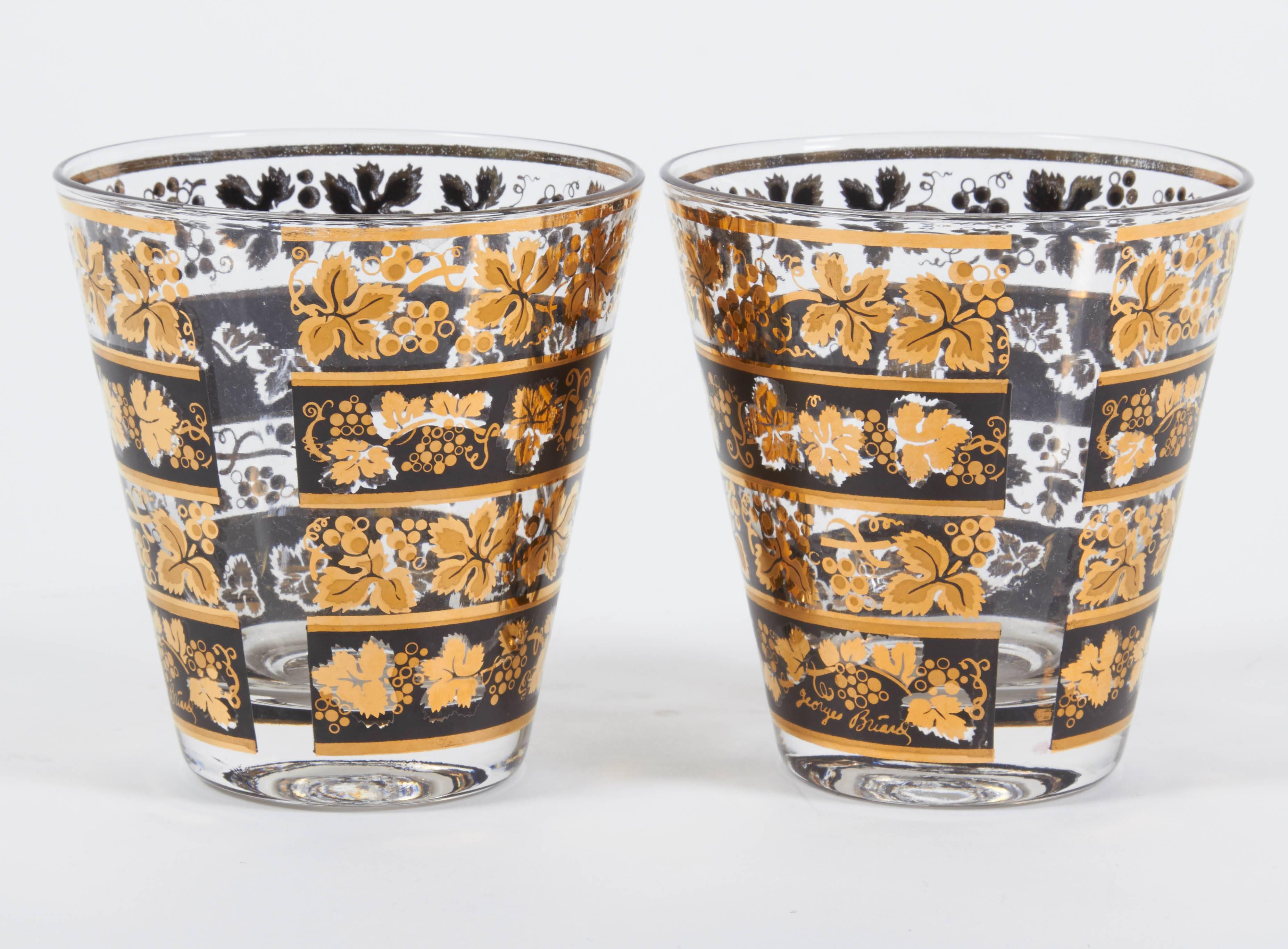 Grapevine Motif Double Old Fashioned 24-Karat Gold by Georges Briard In Excellent Condition For Sale In New York, NY