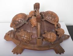 Heron Martinez Medoza Workshop Ceramic Turtle Candelabra