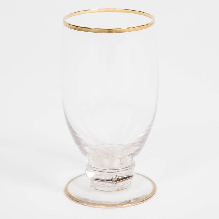 Large Set of 70 Gilt Edge Drinking Glasses by Holmegaard of Denmark For