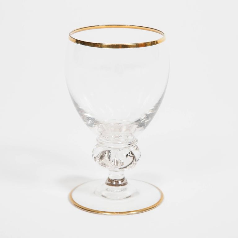 Large Set of 70 Gilt Edge Drinking Glasses by Holmegaard of Denmark For