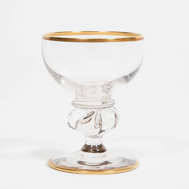 Large Set of 70 Gilt Edge Drinking Glasses by Holmegaard of Denmark For