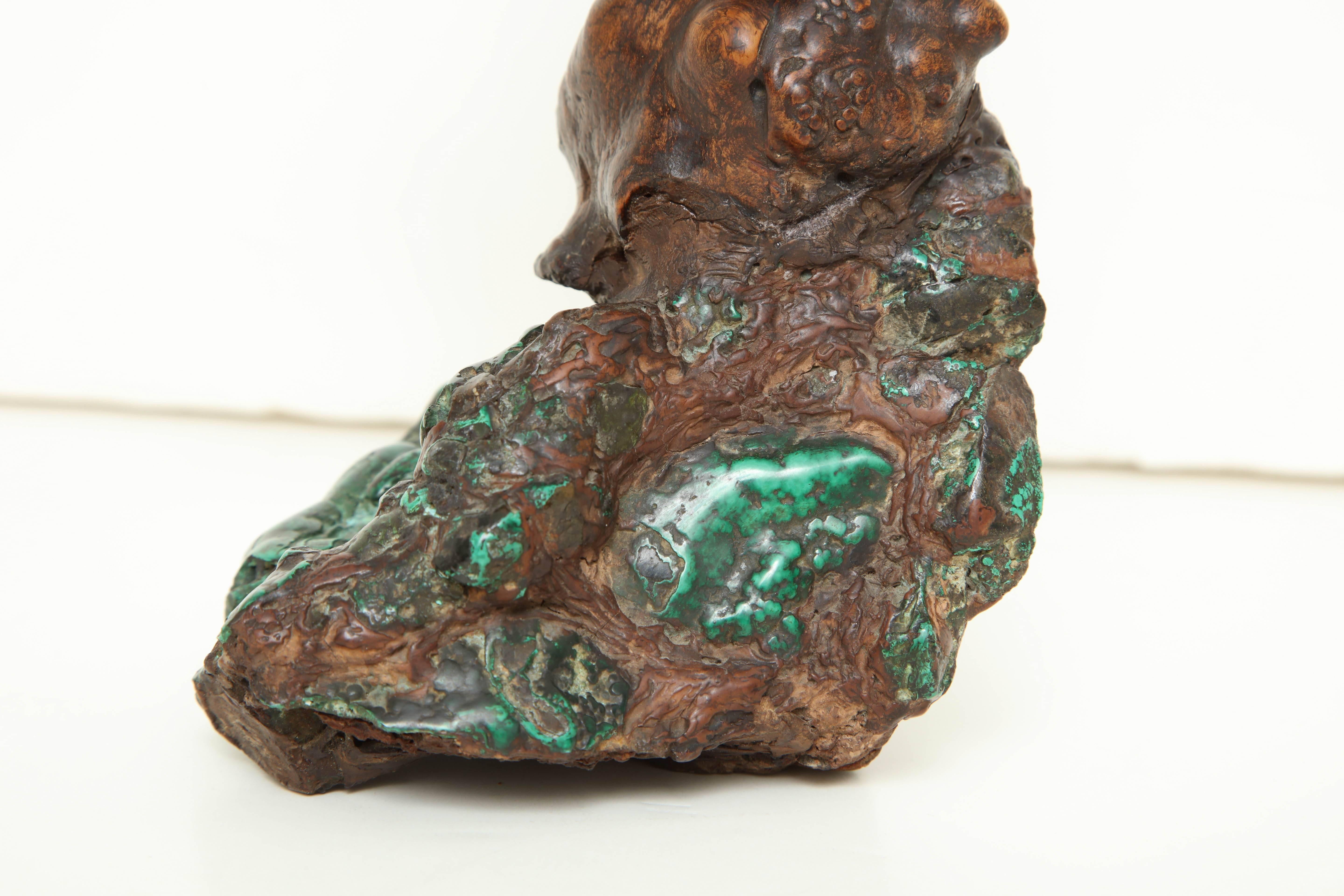 19th Century Chinese Malachite and Rootwood Scholar's Object 2