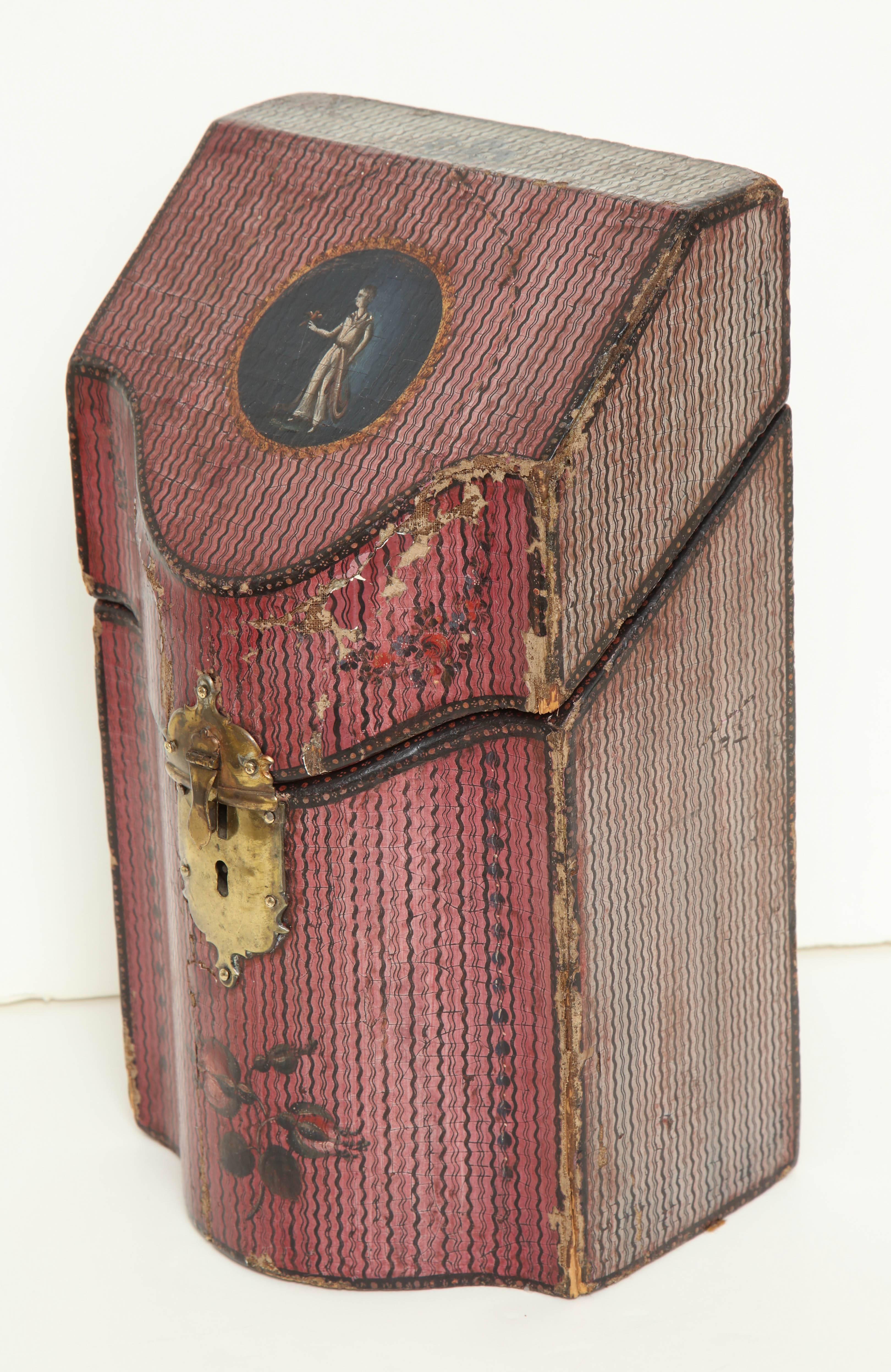 Late 18th Century English Painted Neoclassical Knife Box In Distressed Condition In New York, NY