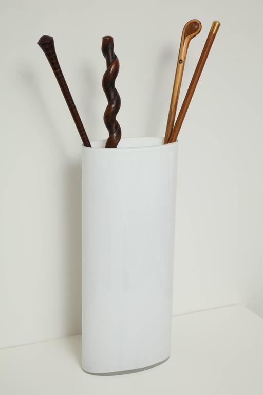 White Glass Narrow Oval Umbrella Stand For Sale at 1stDibs