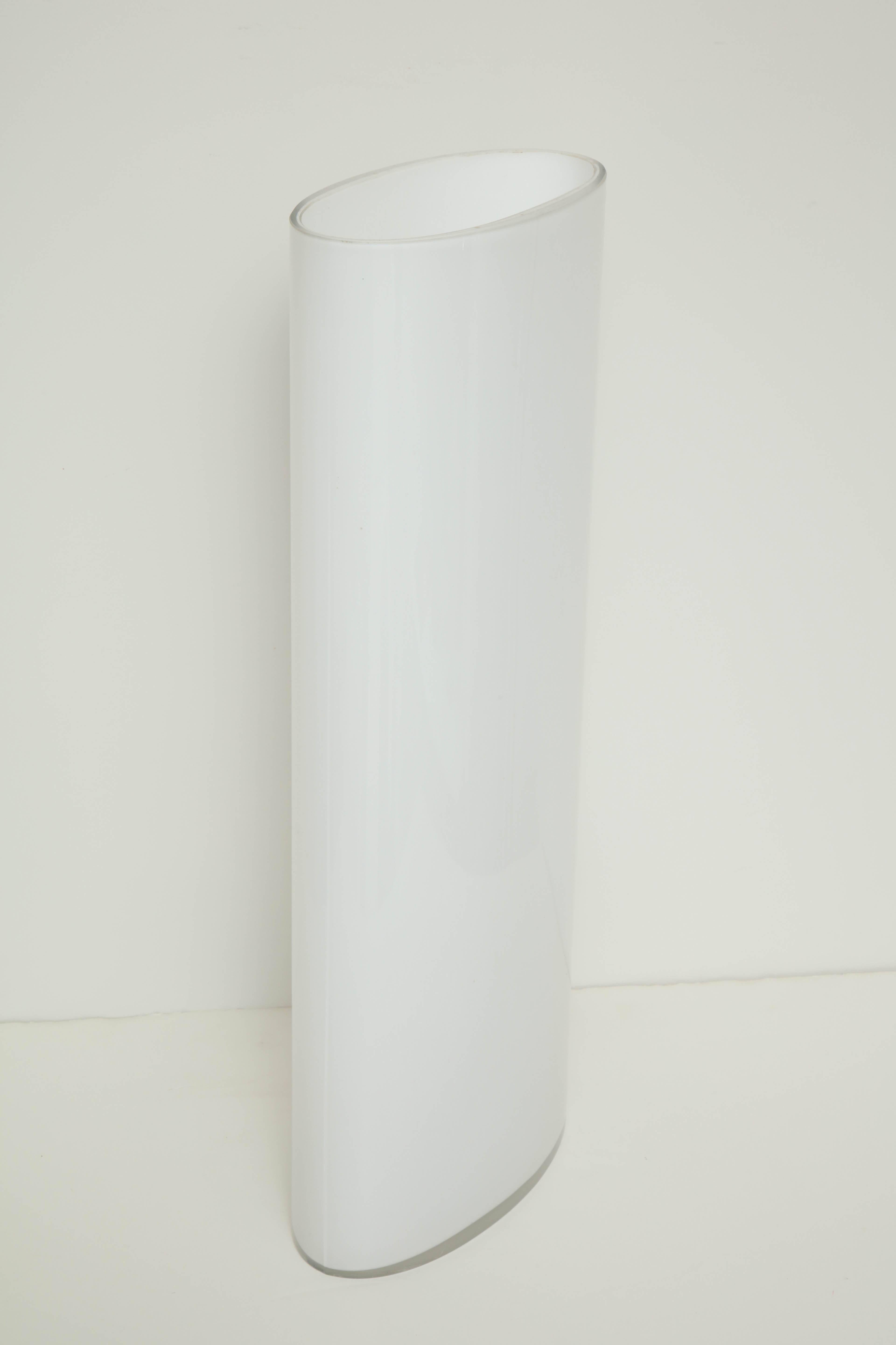 20th Century White Glass Narrow Oval Umbrella Stand For Sale