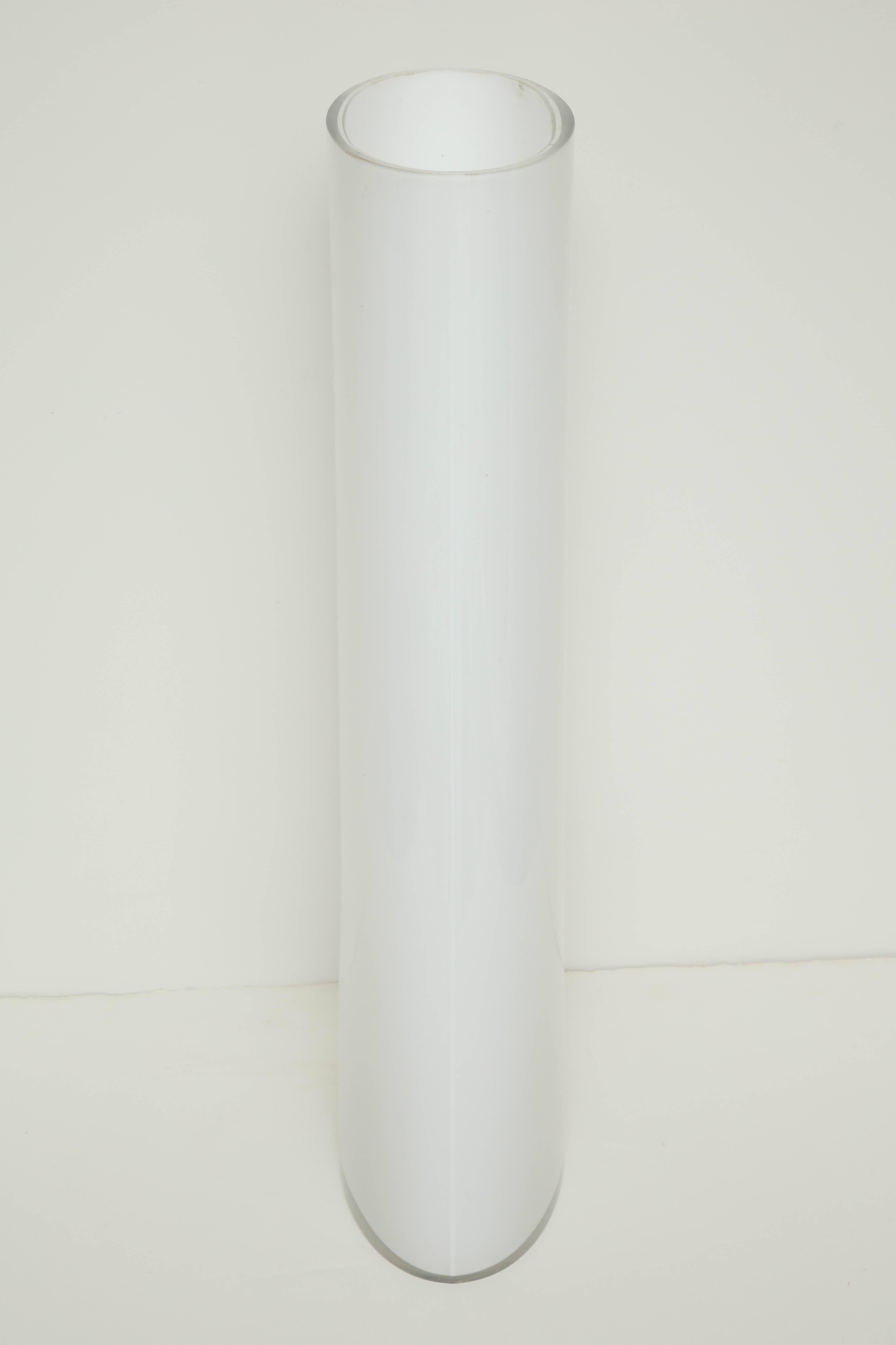 White Glass Narrow Oval Umbrella Stand For Sale 1