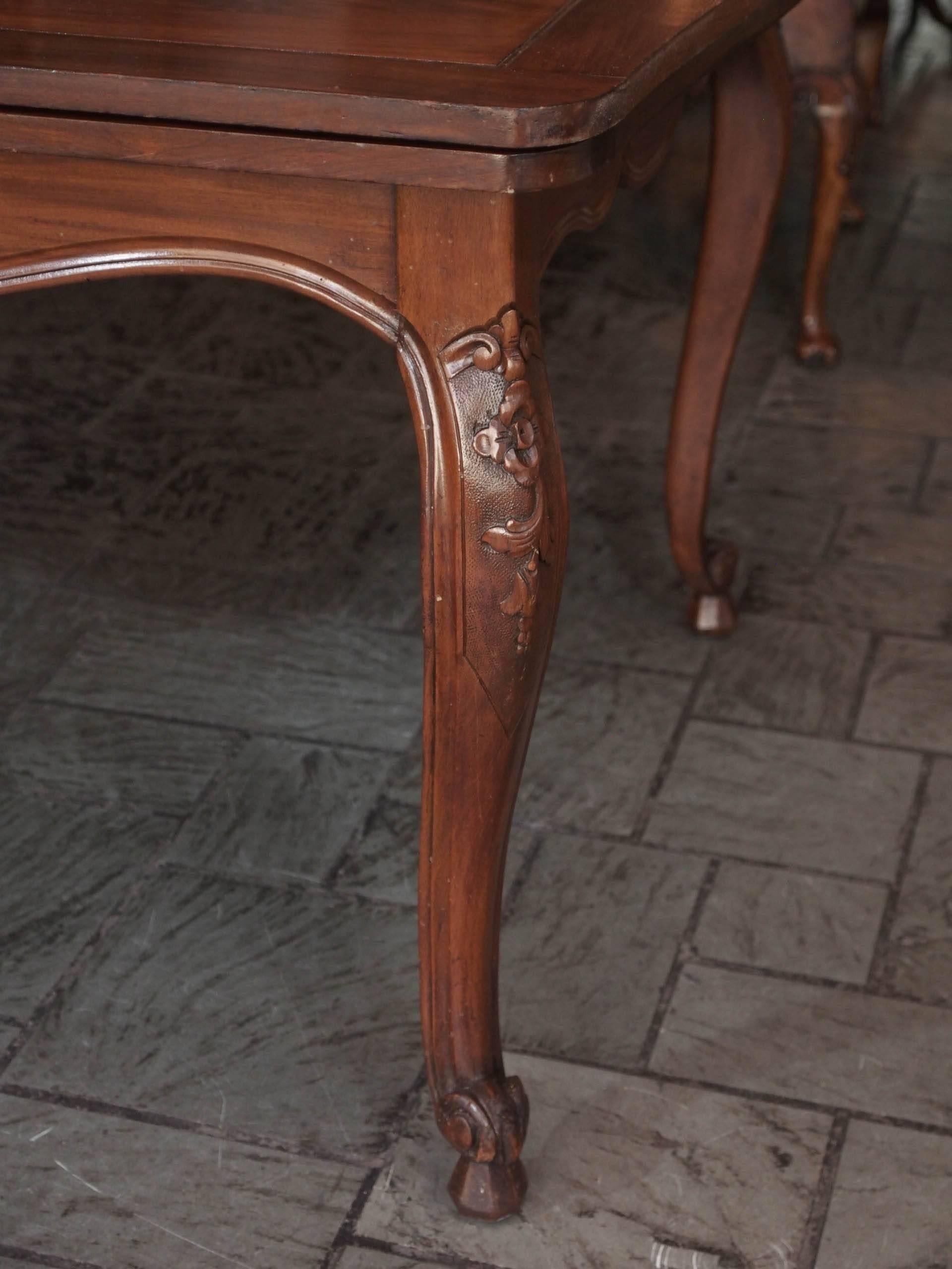 Antique French Country Draw-Leaf Table Fruitwood and Mahogany 1