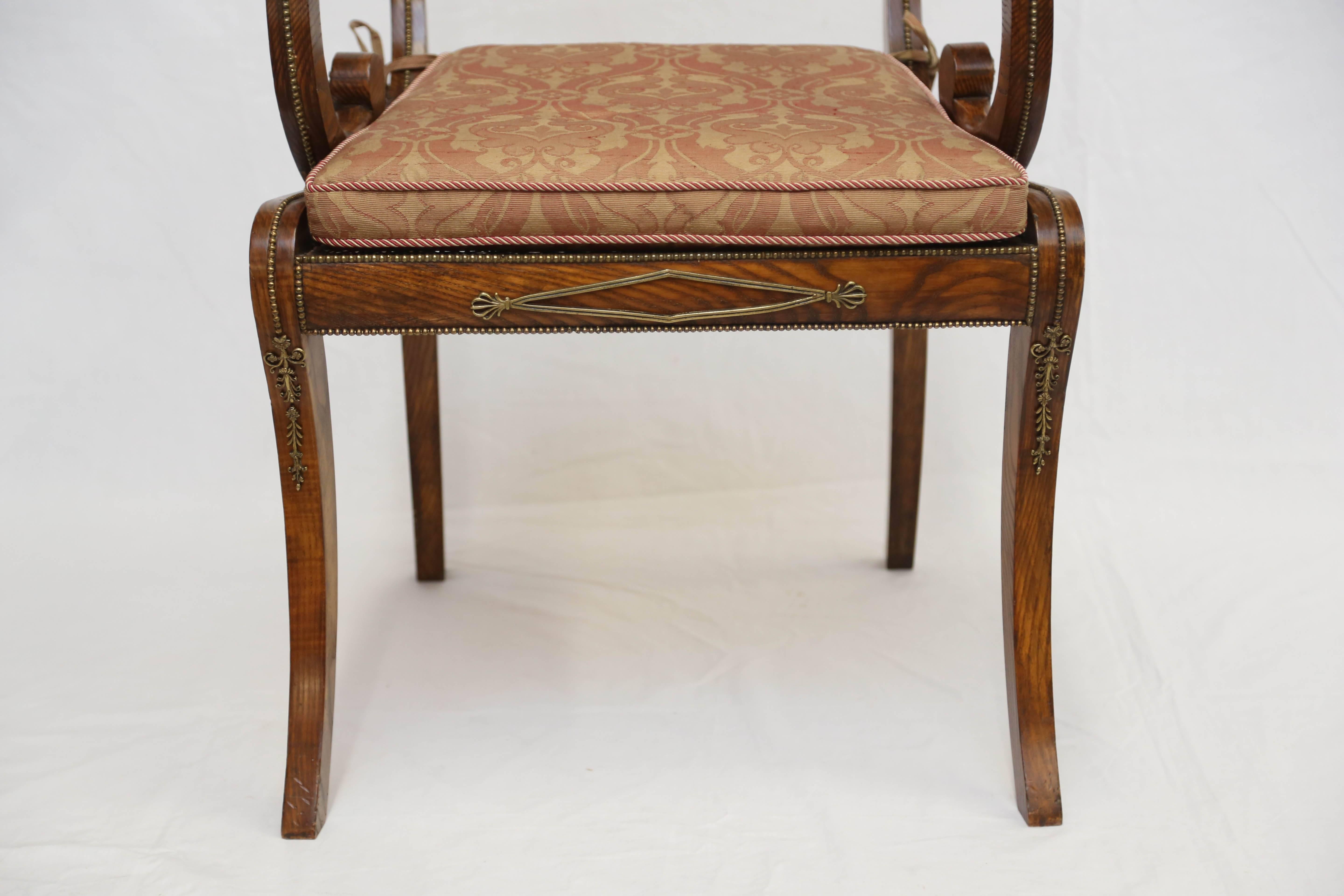 Early 19th Century Fine Set of Eight Regency Rosewood and Brass Dining Chairs