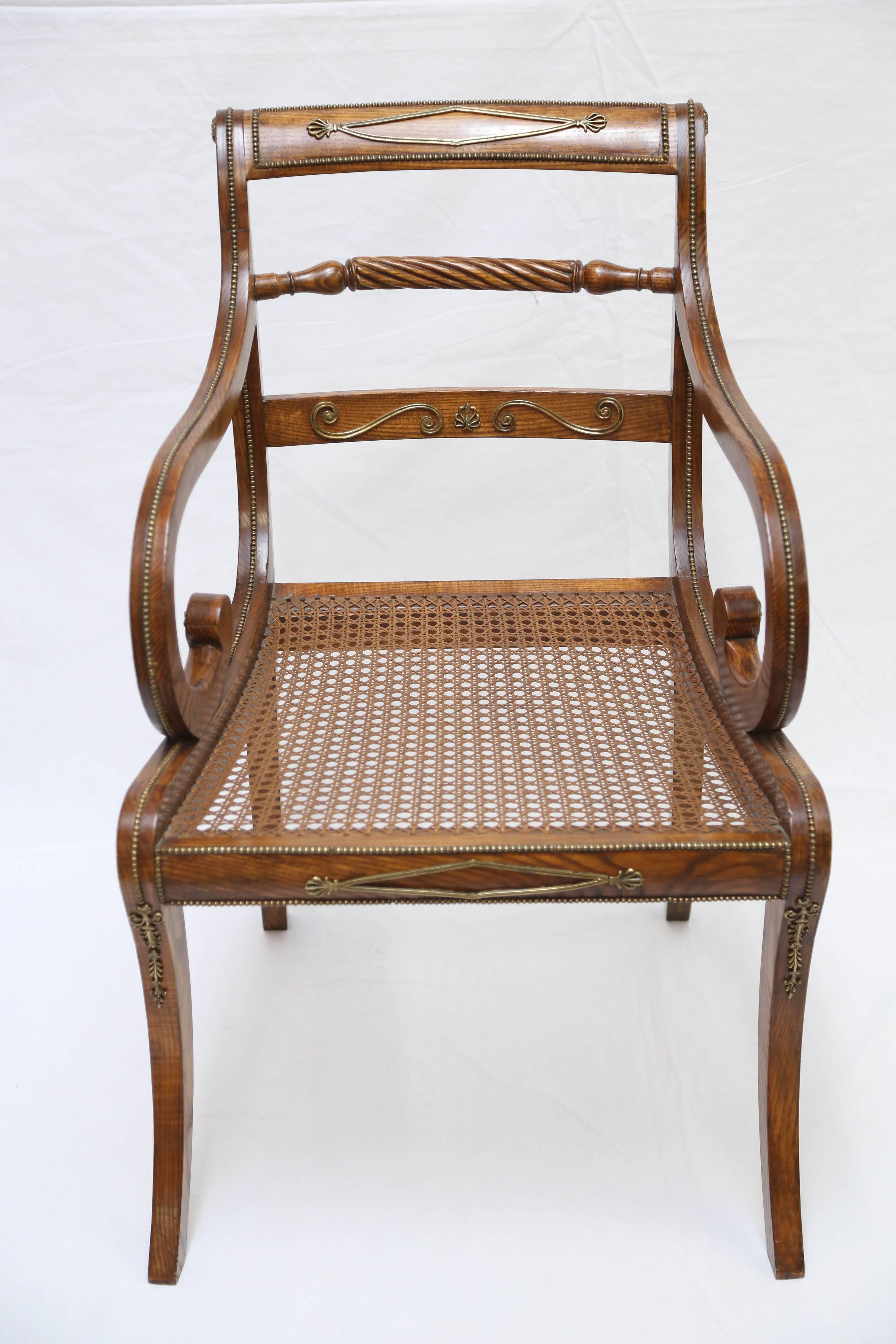 Fine Set of Eight Regency Rosewood and Brass Dining Chairs 3