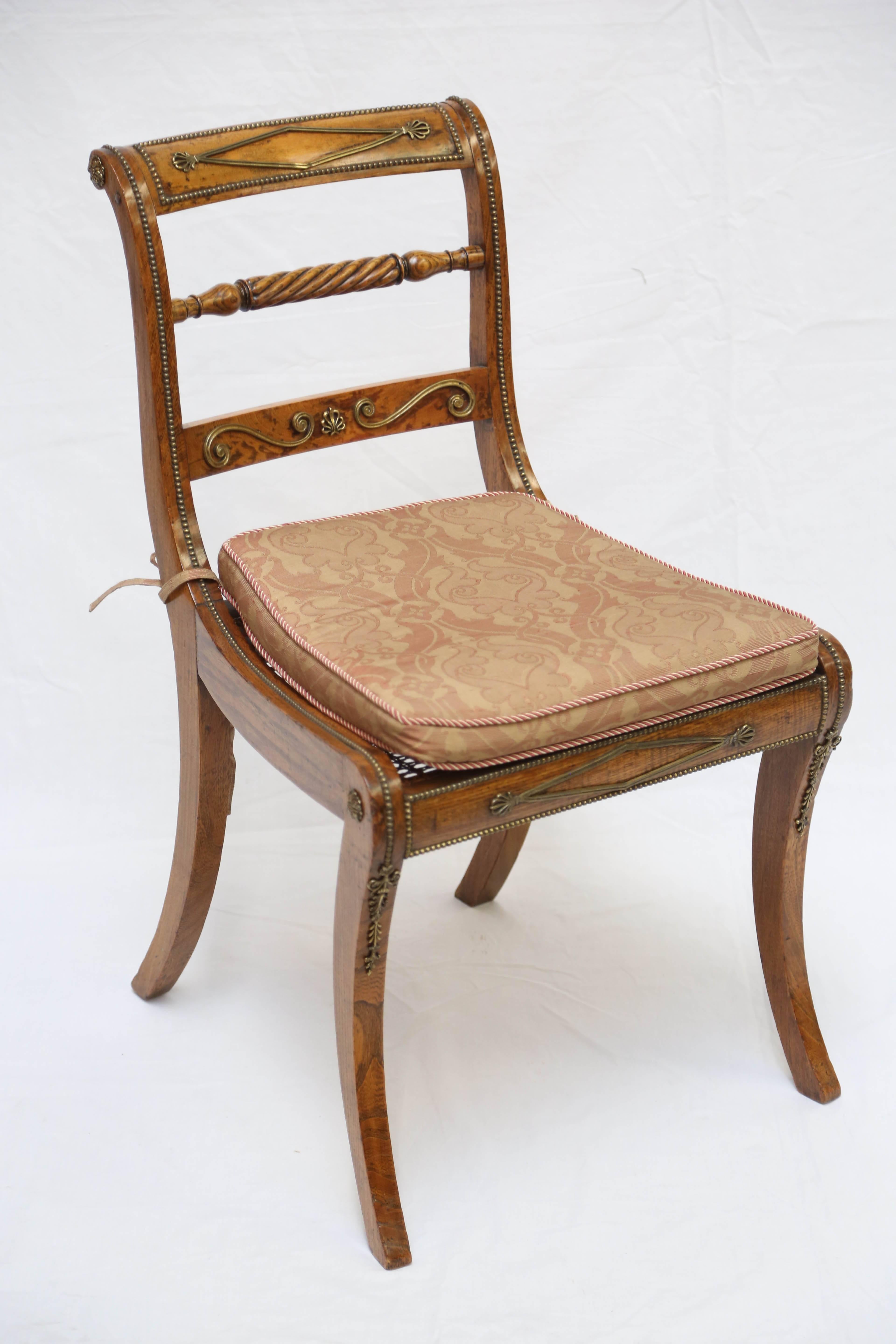 Fine Set of Eight Regency Rosewood and Brass Dining Chairs 5