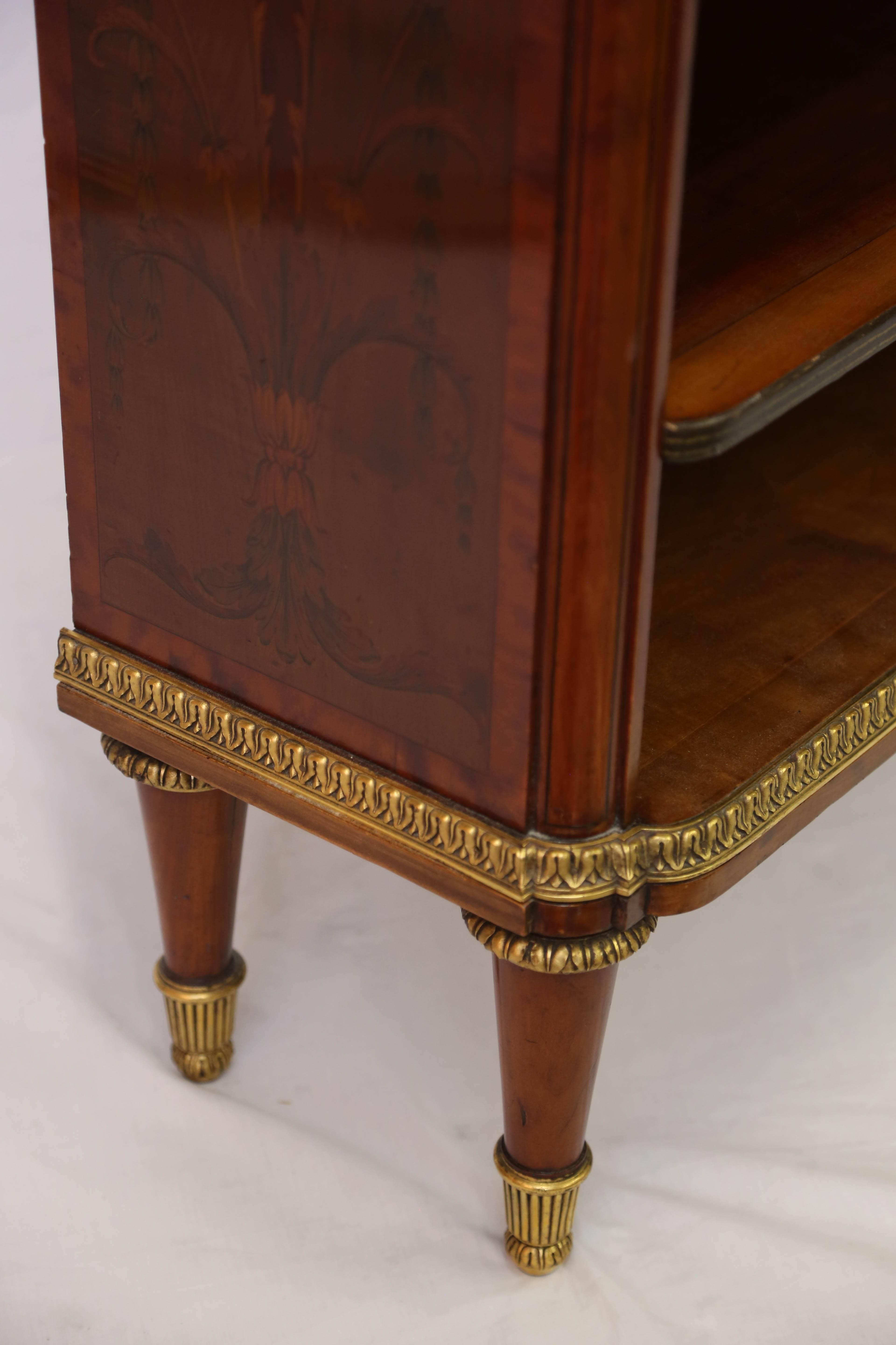 French Louis XVI Style Mahogany Open Side Cabinet In Excellent Condition In New York, NY