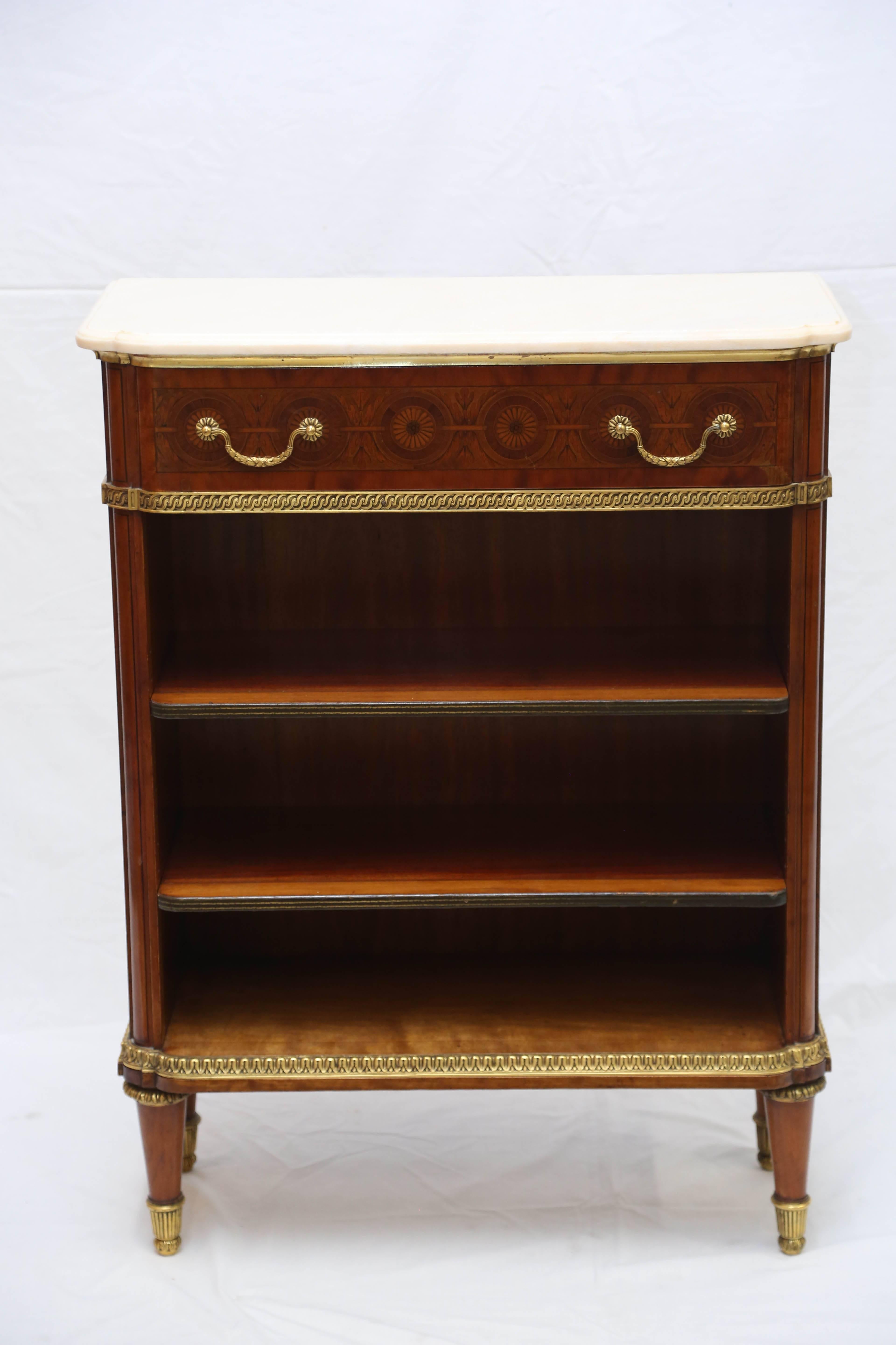 19th Century French Louis XVI Style Mahogany Open Side Cabinet