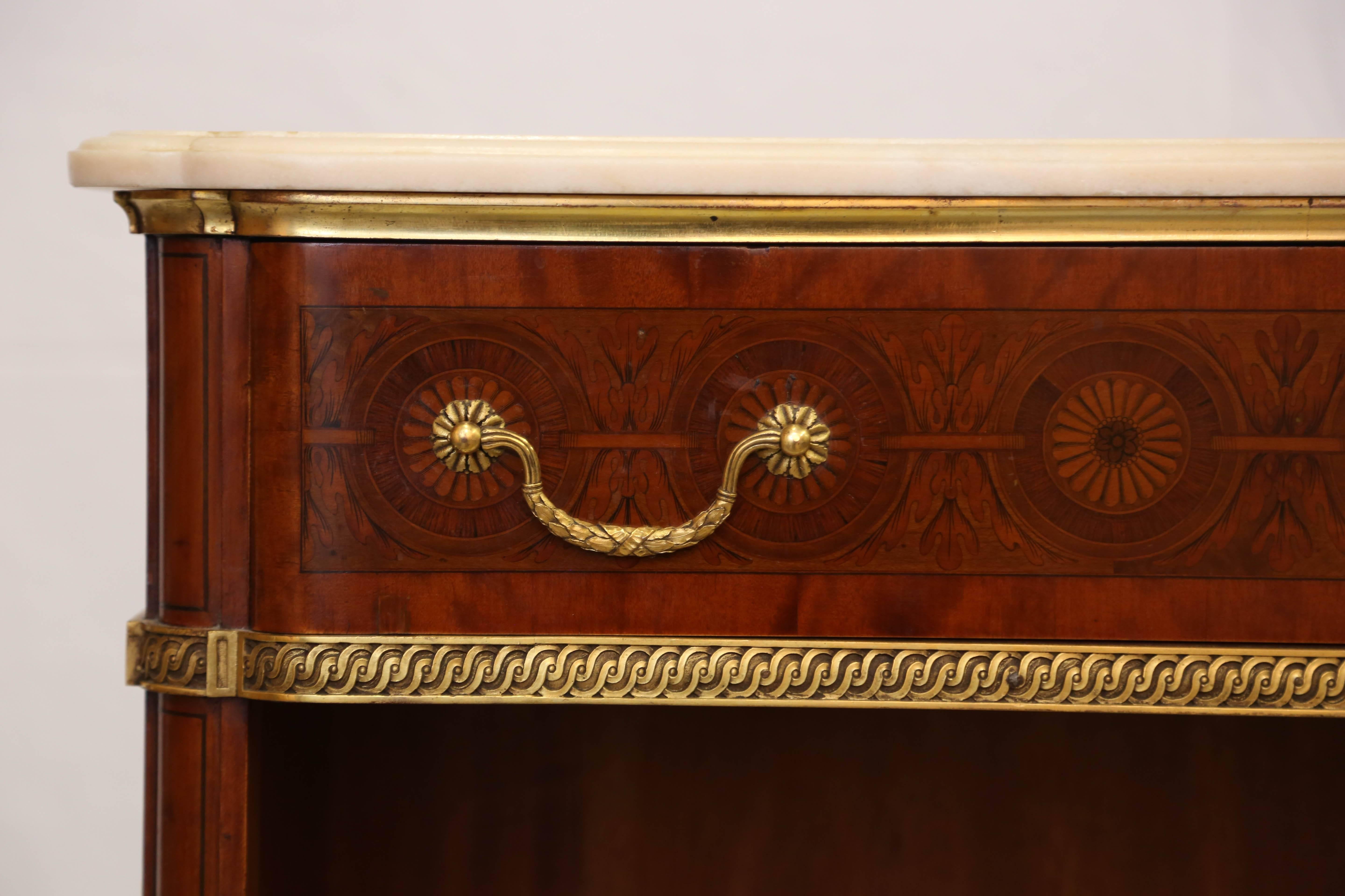 Ormolu French Louis XVI Style Mahogany Open Side Cabinet