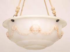Pair of Italian Finely Carved Alabaster Pendant Lanterns