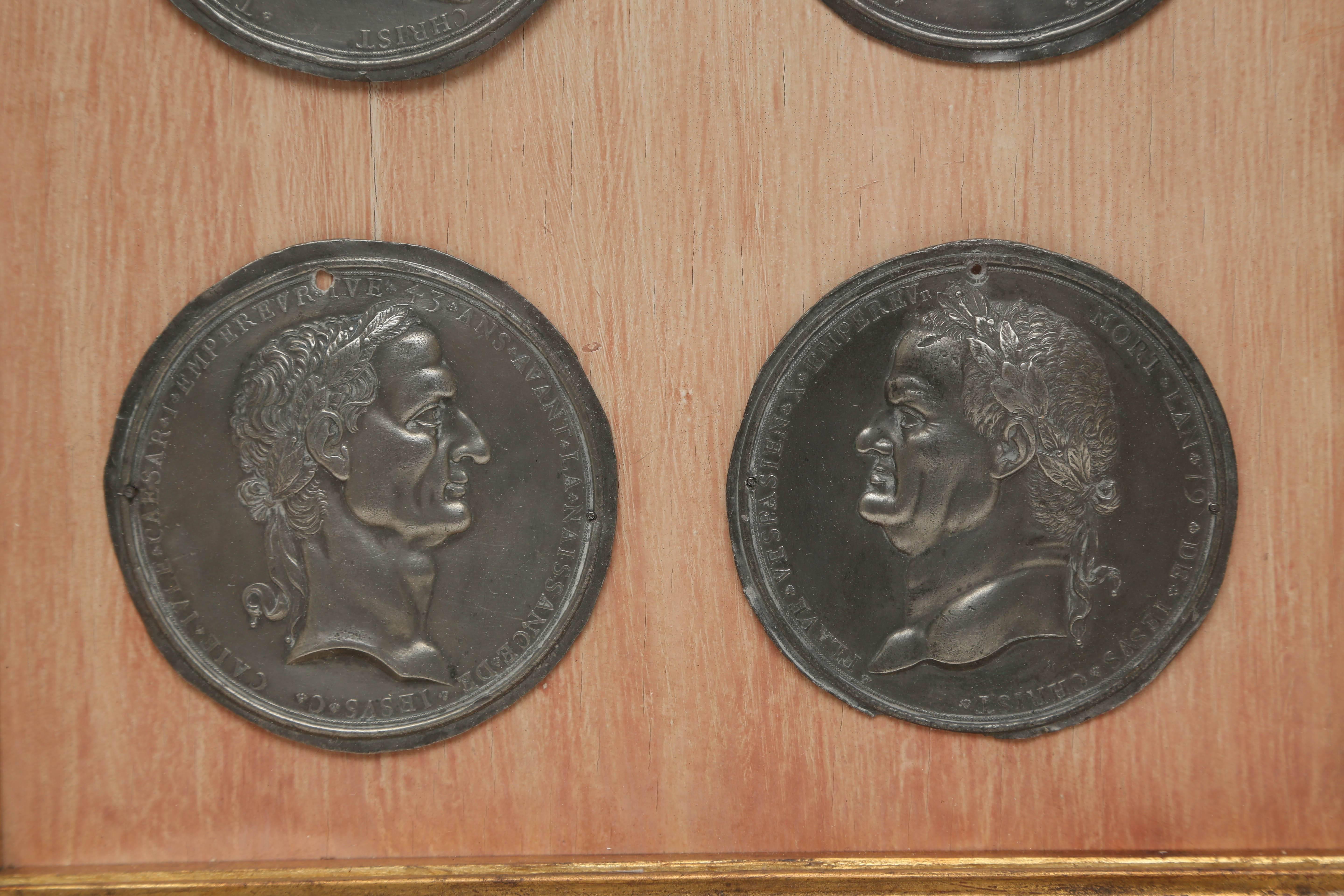 European Set of 12 Grand Tour Pewter Medallions of the Roman Emperors