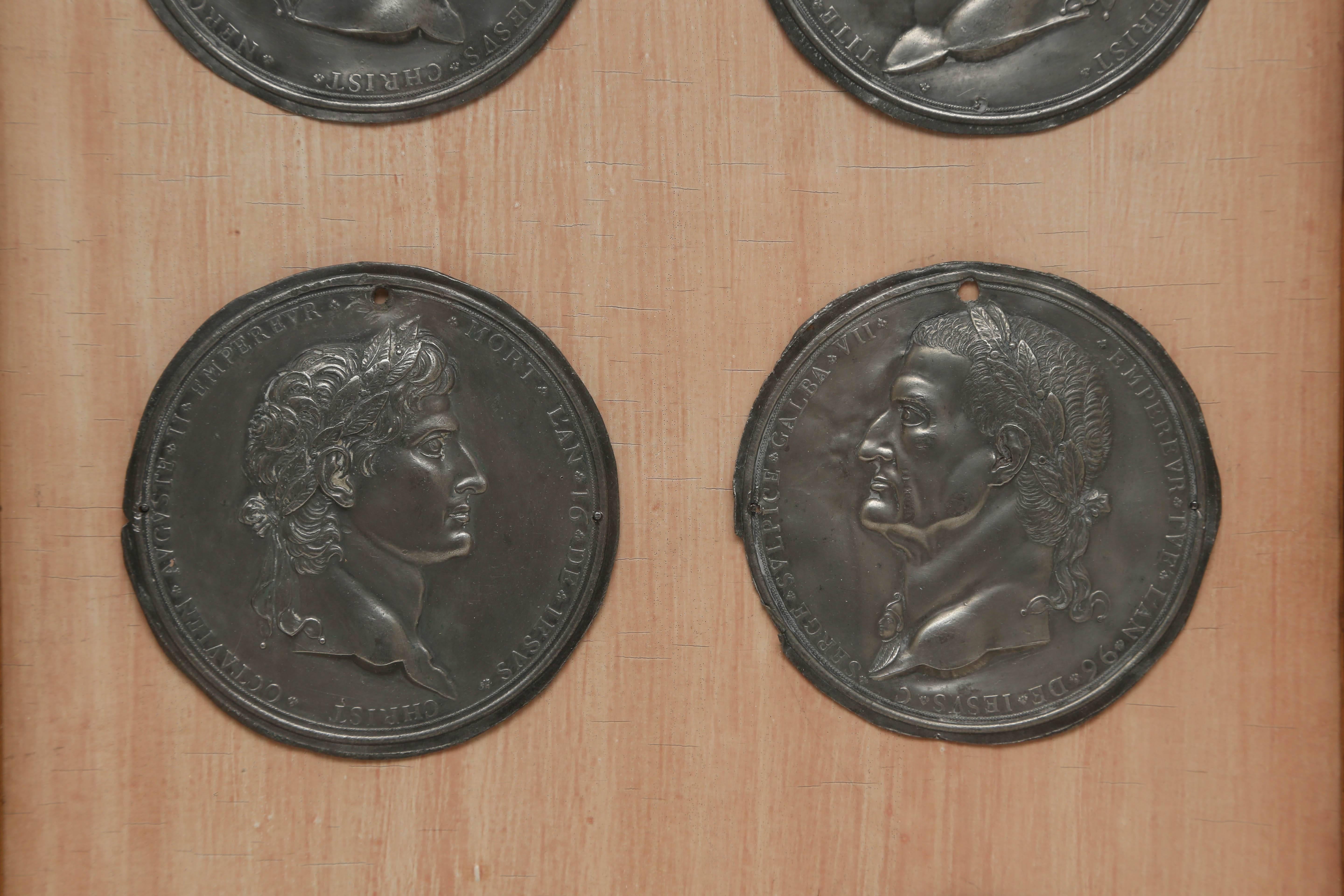 Mid-19th Century Set of 12 Grand Tour Pewter Medallions of the Roman Emperors