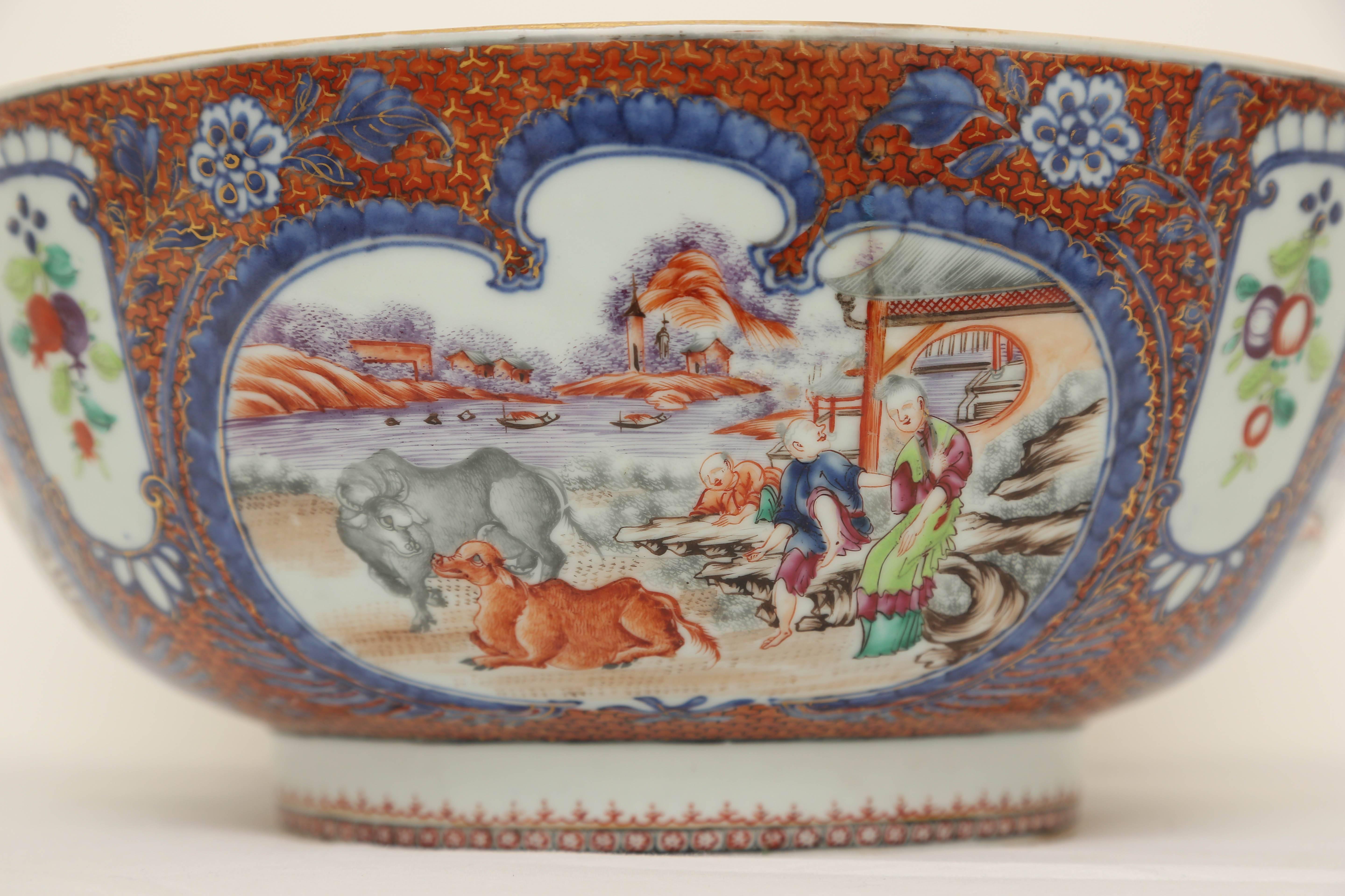 18th Century Chinese Export Mandarin Palette Porcelain Bowl 1