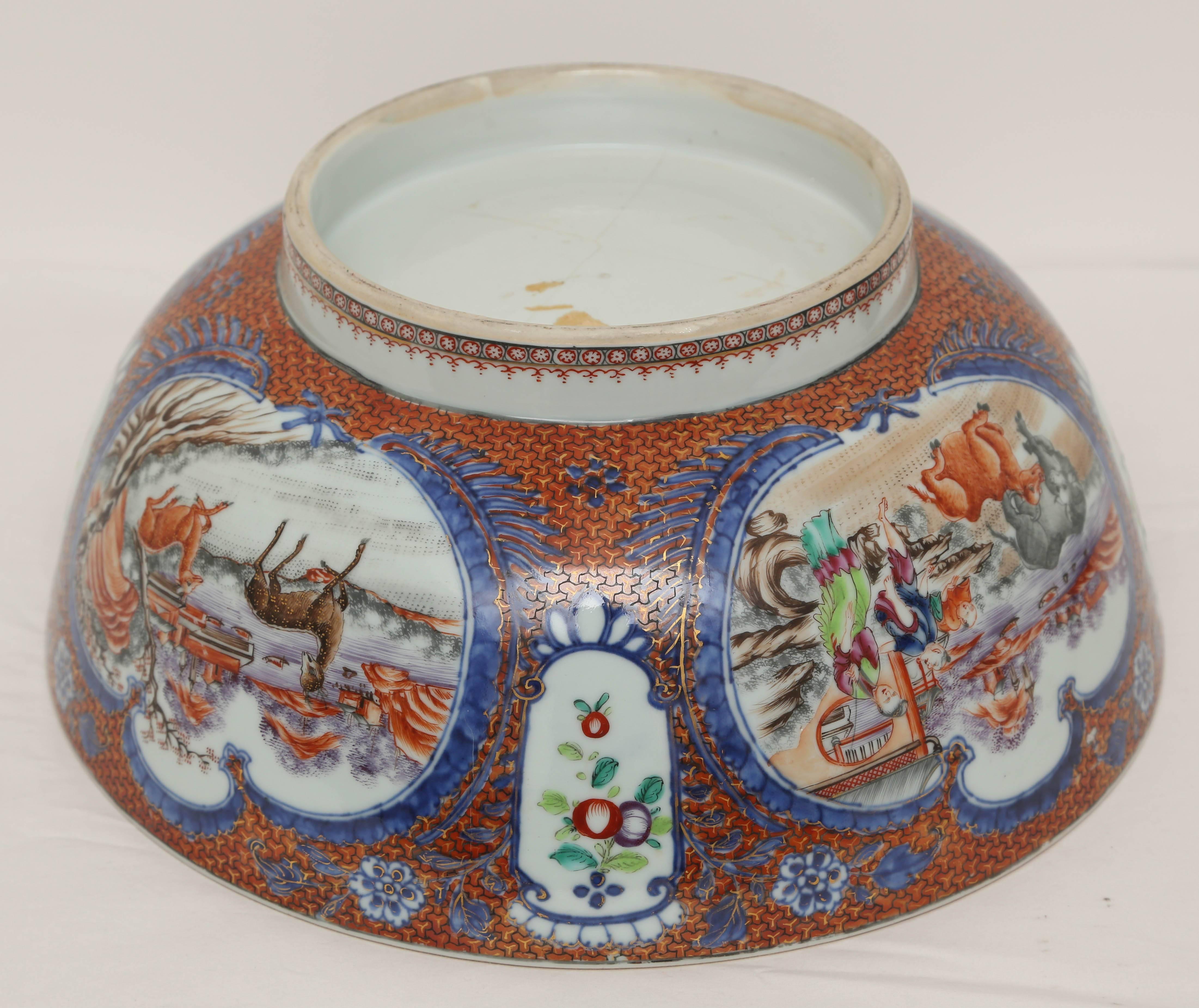 18th Century Chinese Export Mandarin Palette Porcelain Bowl 5
