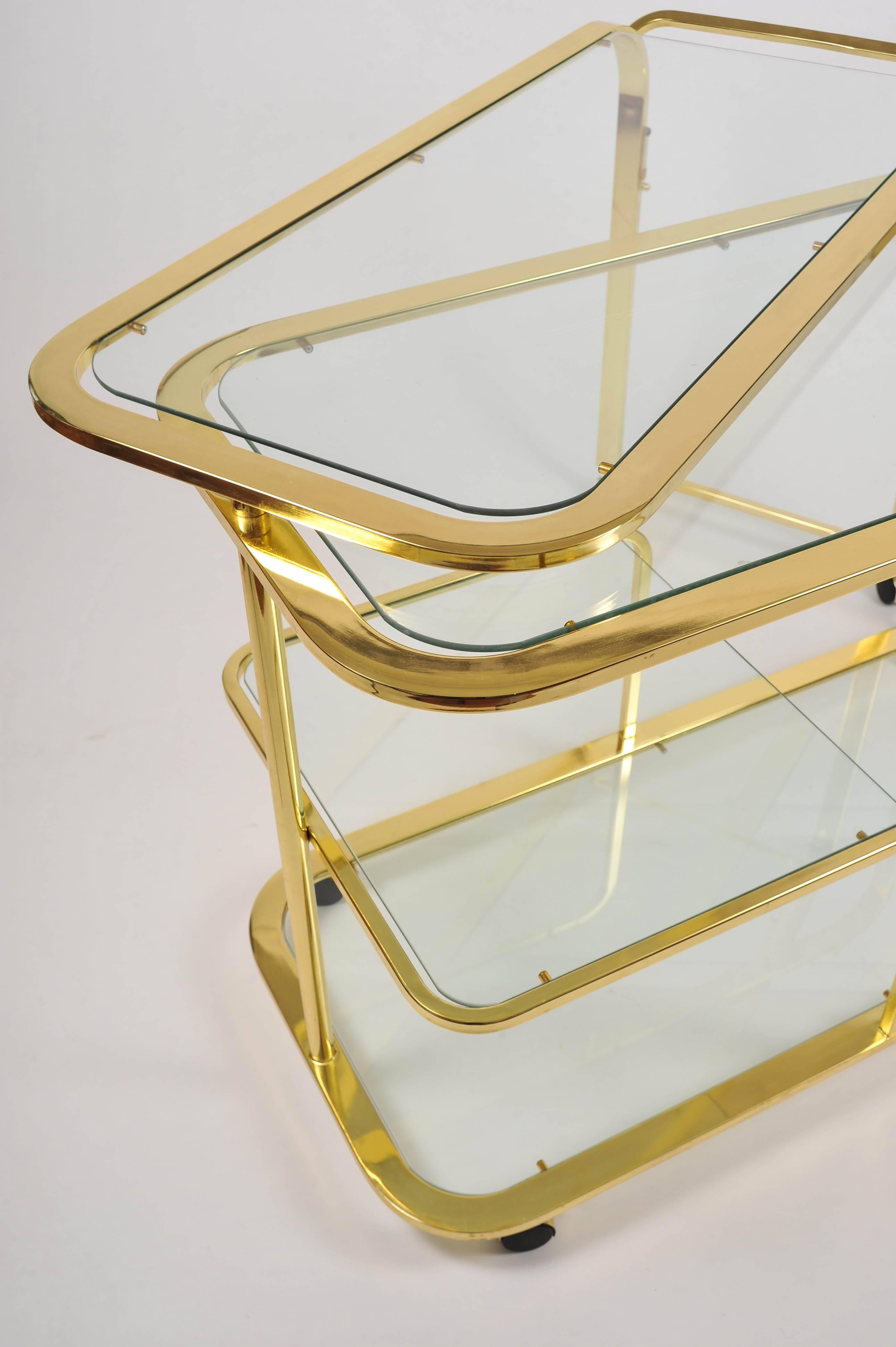 Mid-20th Century US Brass Extending Drinks/Entertaining Trolley