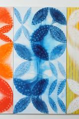 Flying Upstream (2017), 72" x 108", triptych, oil on canvas, by Ann Thornycroft