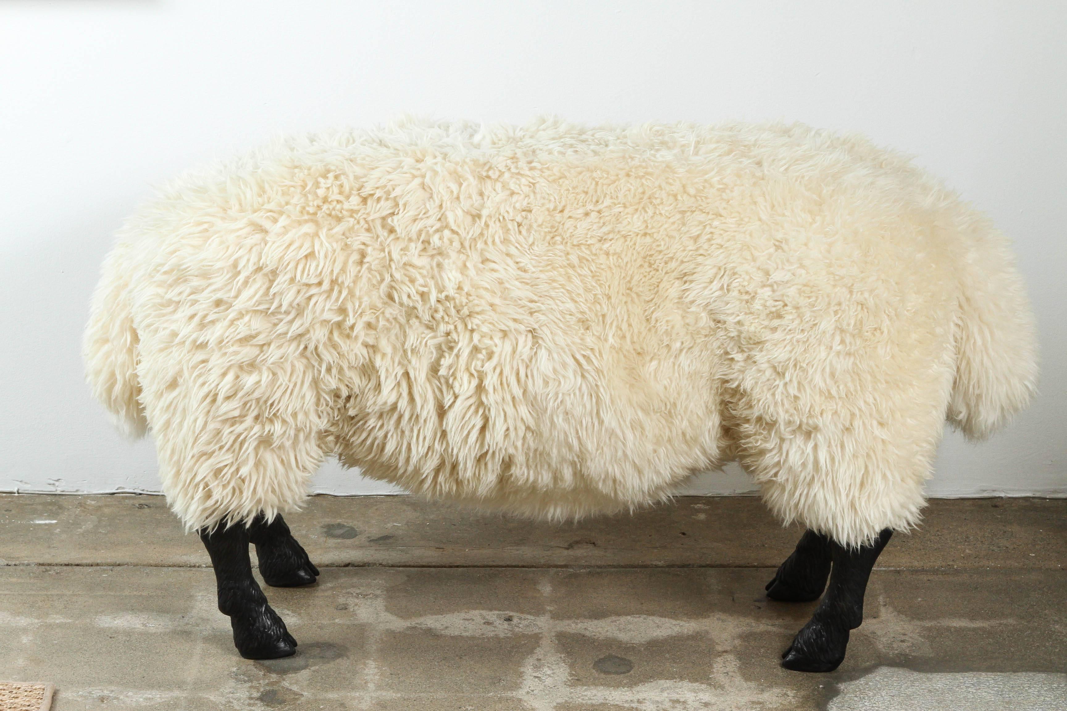 Modern Sculpted Sheep Bench by John Geary For Sale