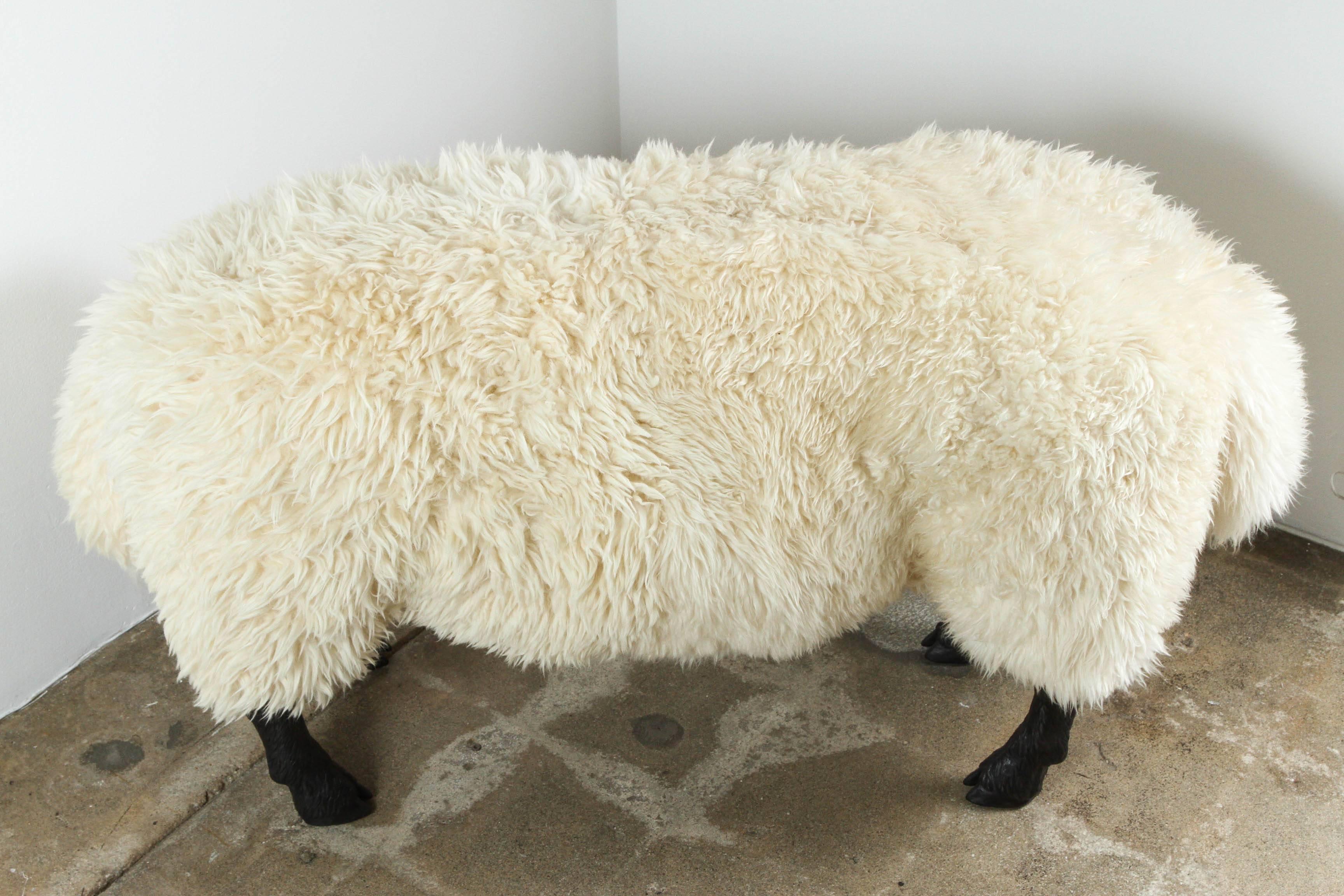 Sculpted Sheep Bench by John Geary In Excellent Condition For Sale In Santa Monica, CA