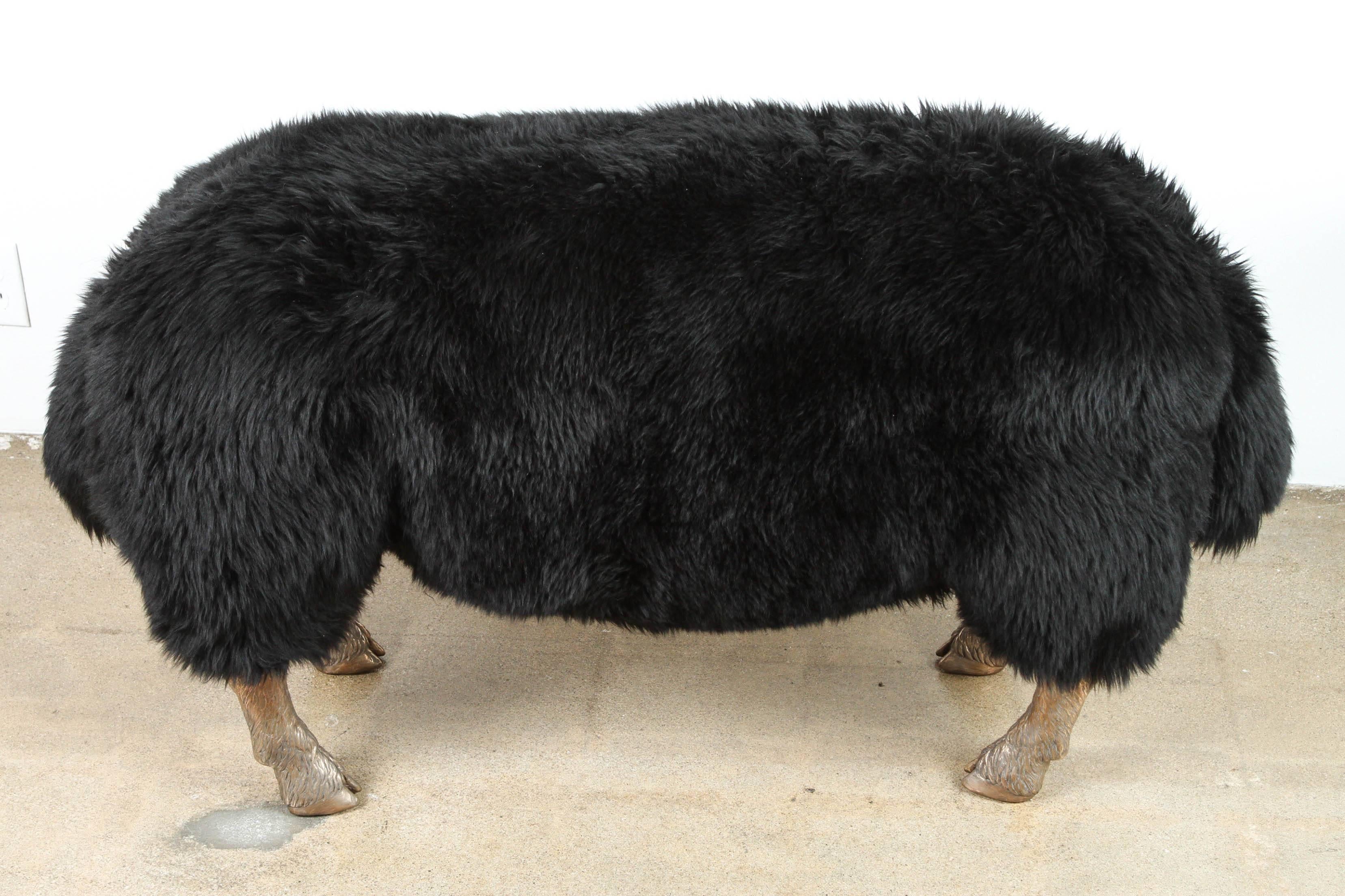 American Sculpted Sheep Bench by John Geary For Sale
