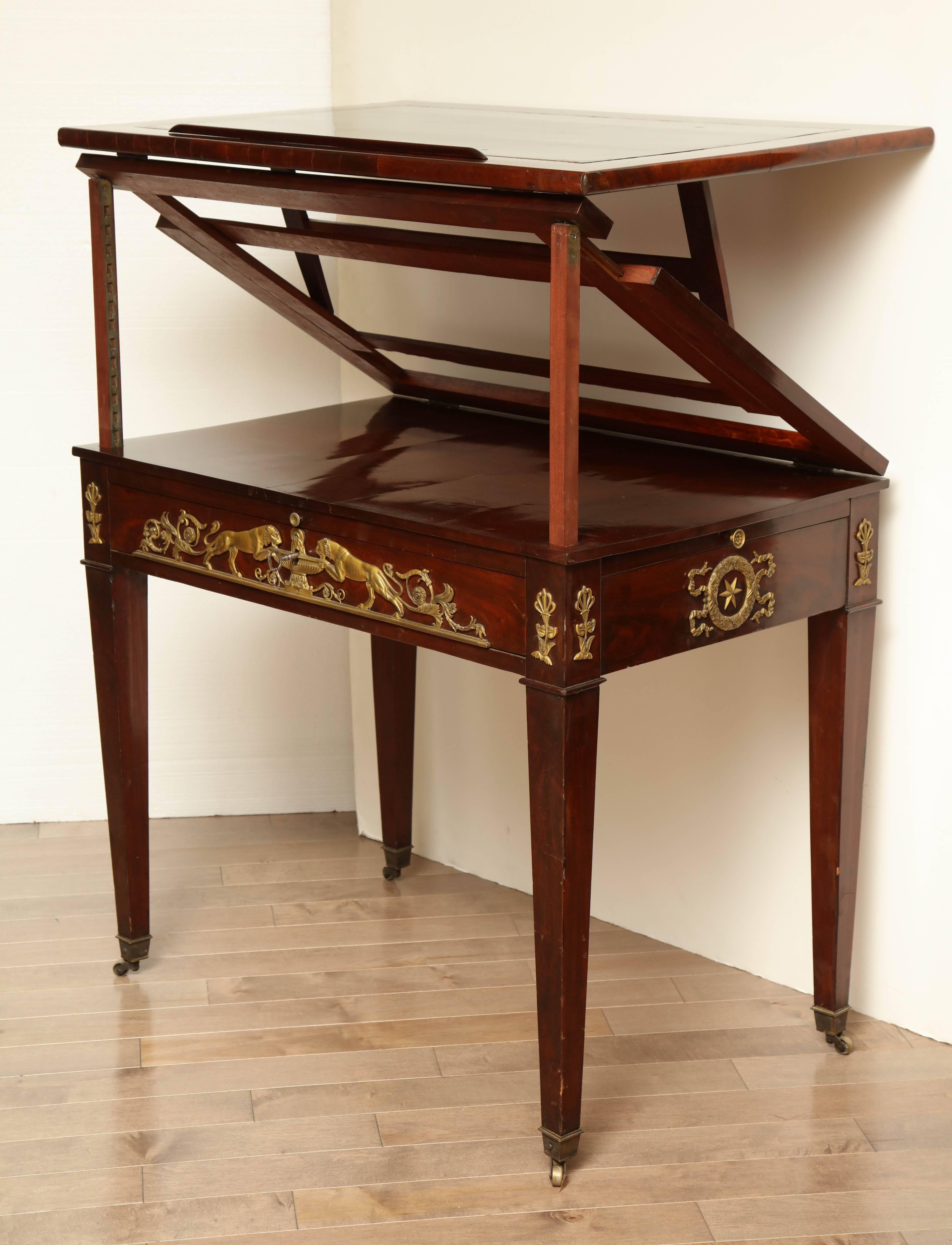 Early 19th Century French Empire Architects Desk In Good Condition For Sale In New York, NY