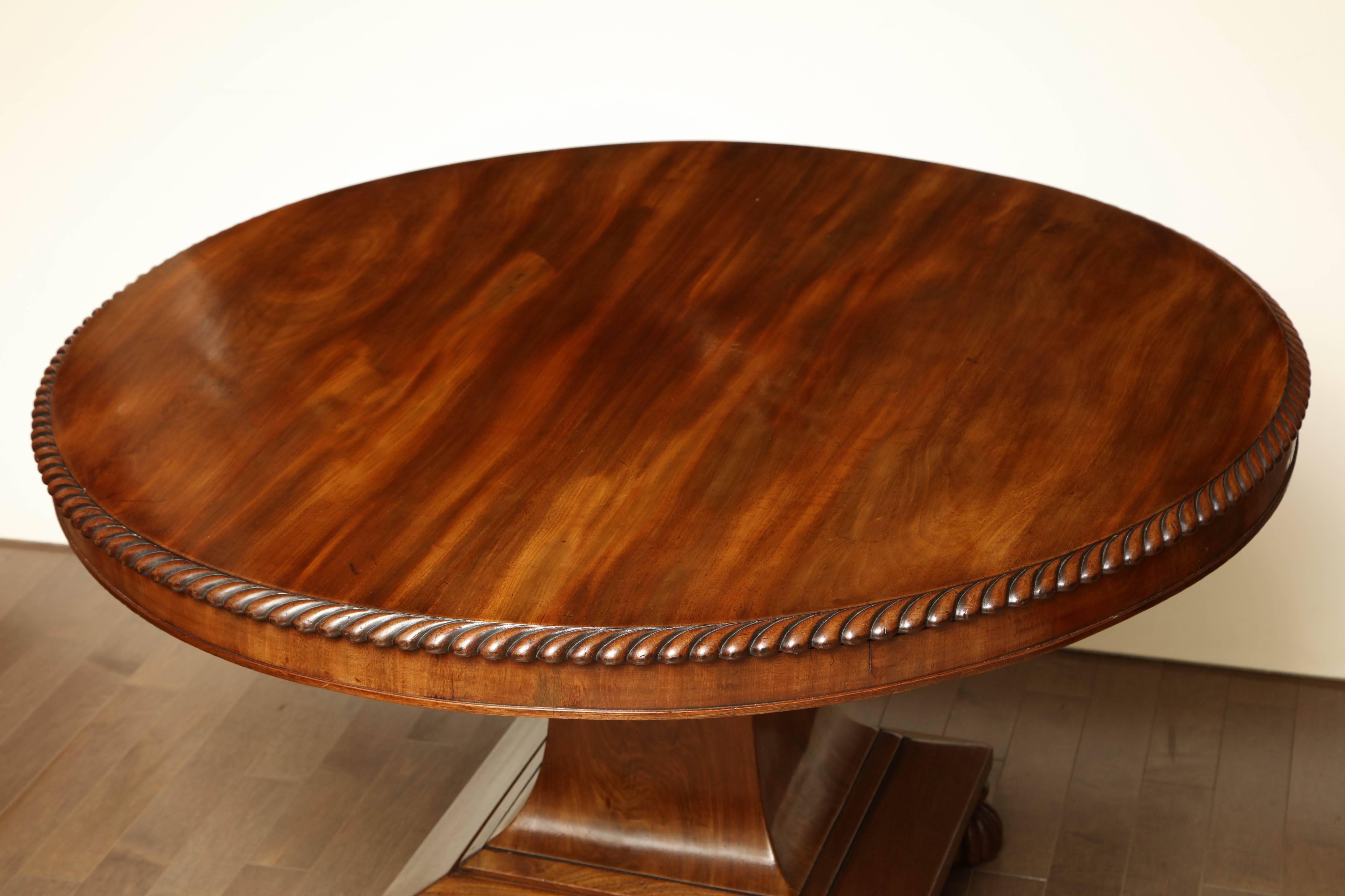 Exceptional, English Regency, mahogany center table.