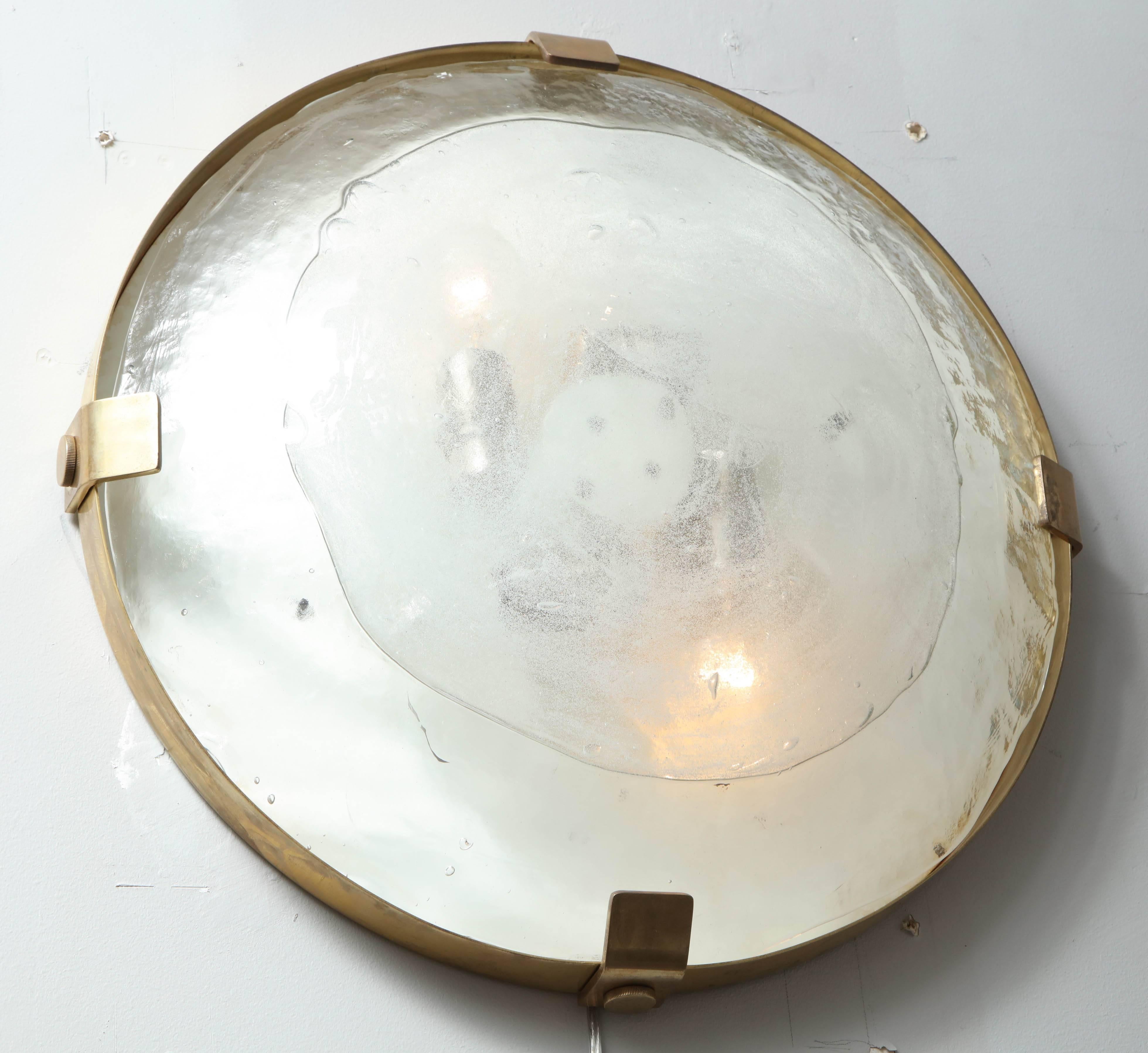 Vintage Murano Glass Flush Mount Light Fixture In Excellent Condition In New York, NY