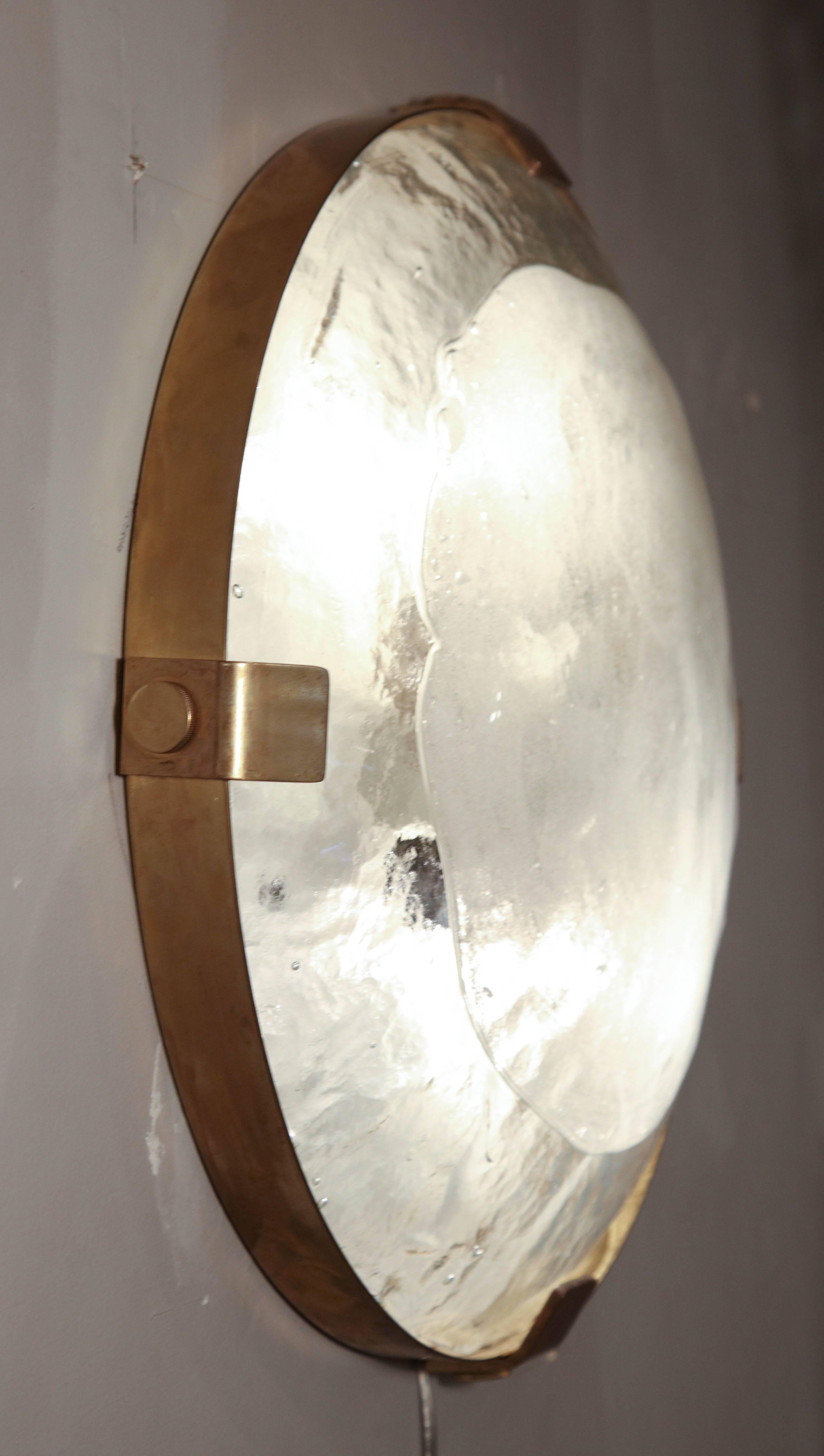 Brass Vintage Murano Glass Flush Mount Light Fixture