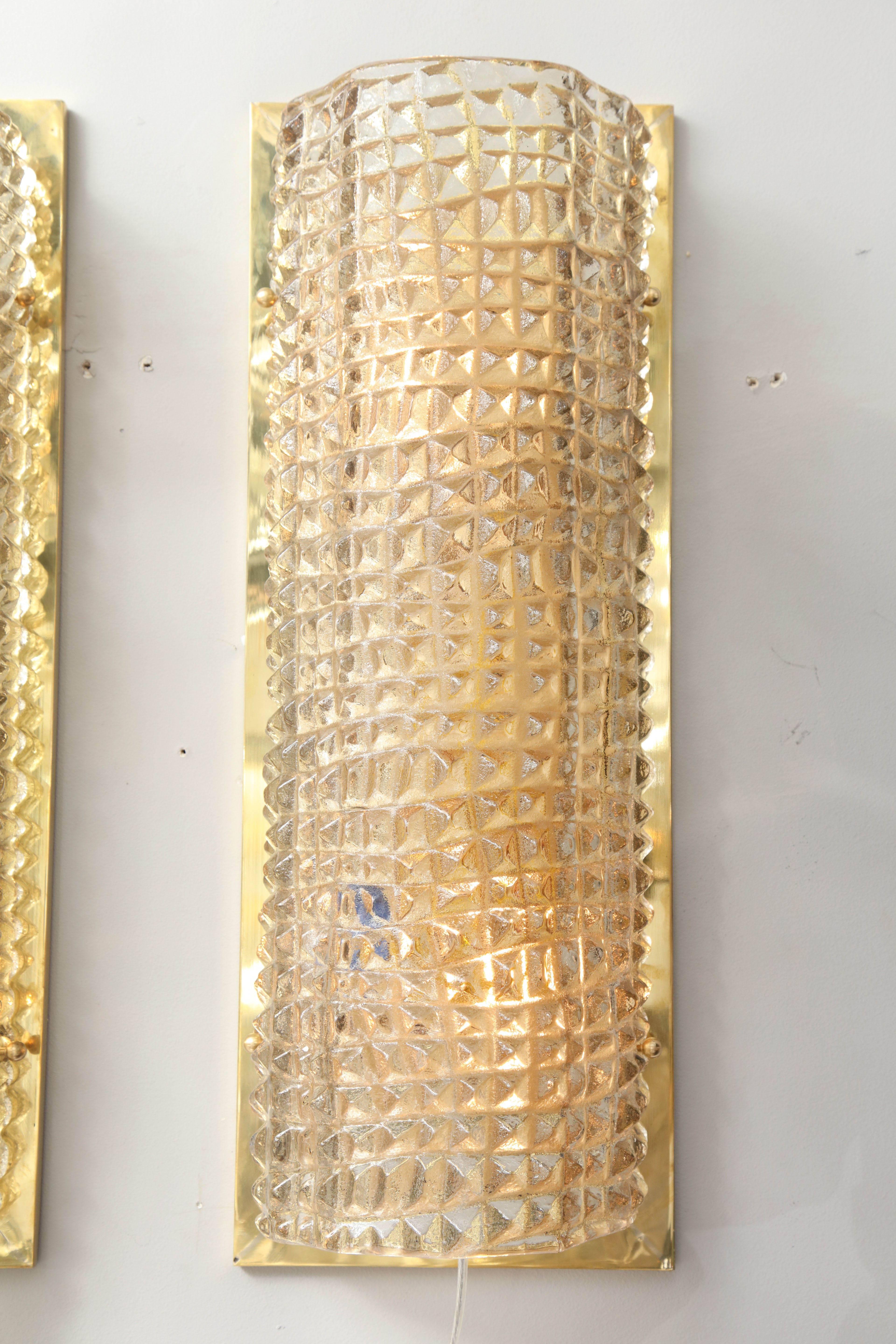 Pair of Murano Glass and Brass Reptile Sconces In Excellent Condition In New York, NY