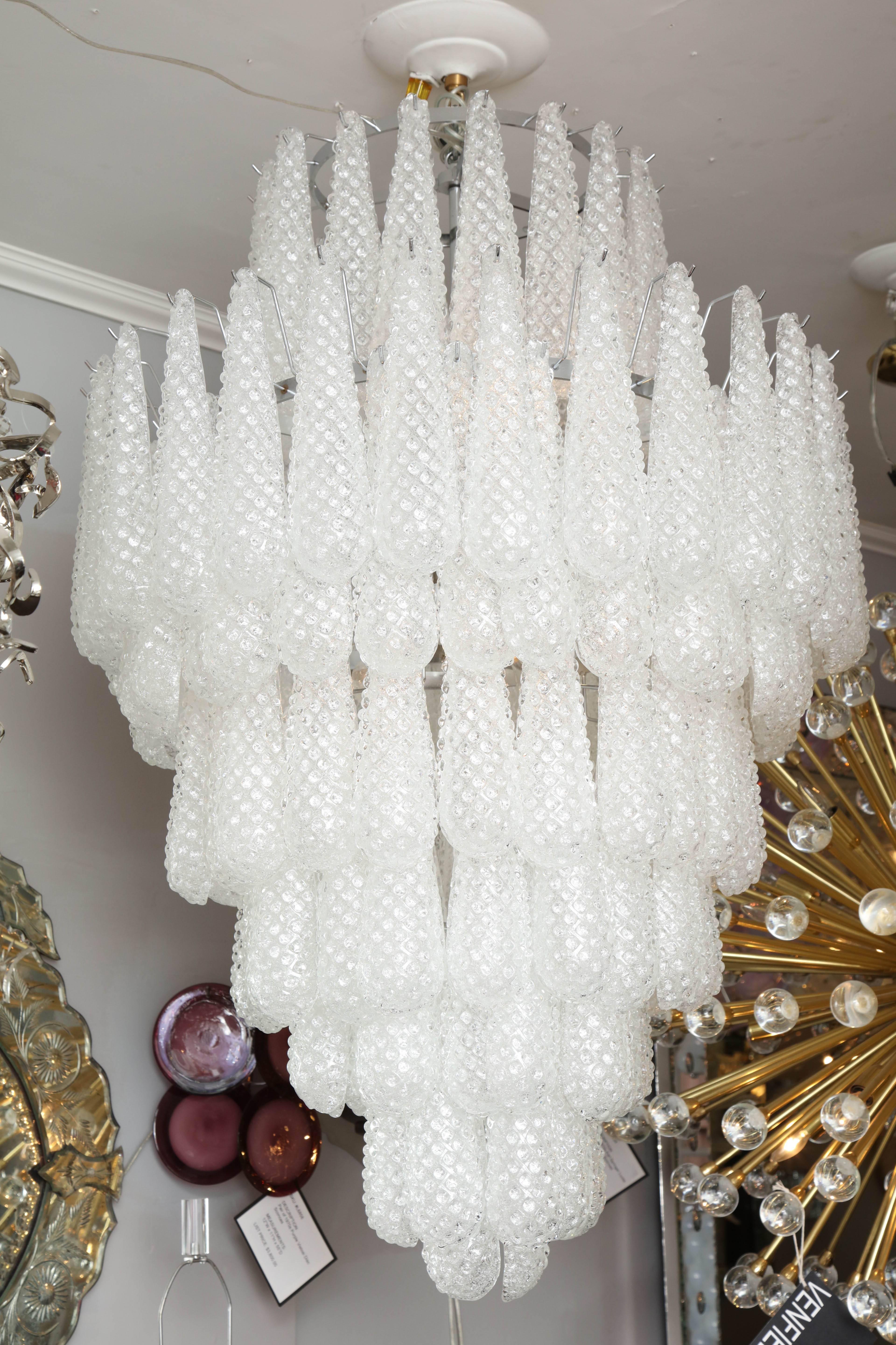 Modern Custom Large Murano Honeycomb Glass Chandelier For Sale