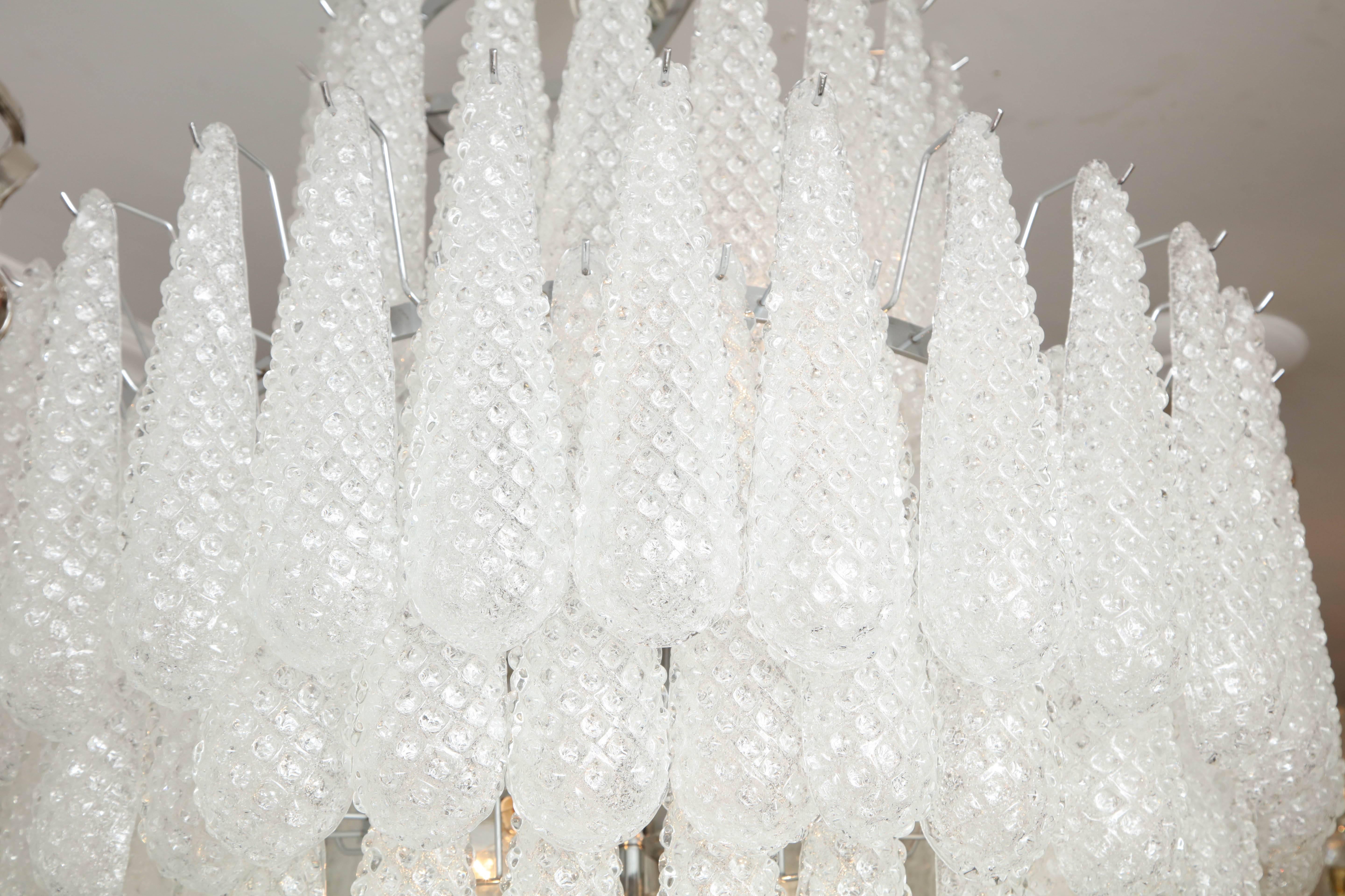 Custom Large Murano Honeycomb Glass Chandelier In New Condition For Sale In New York, NY