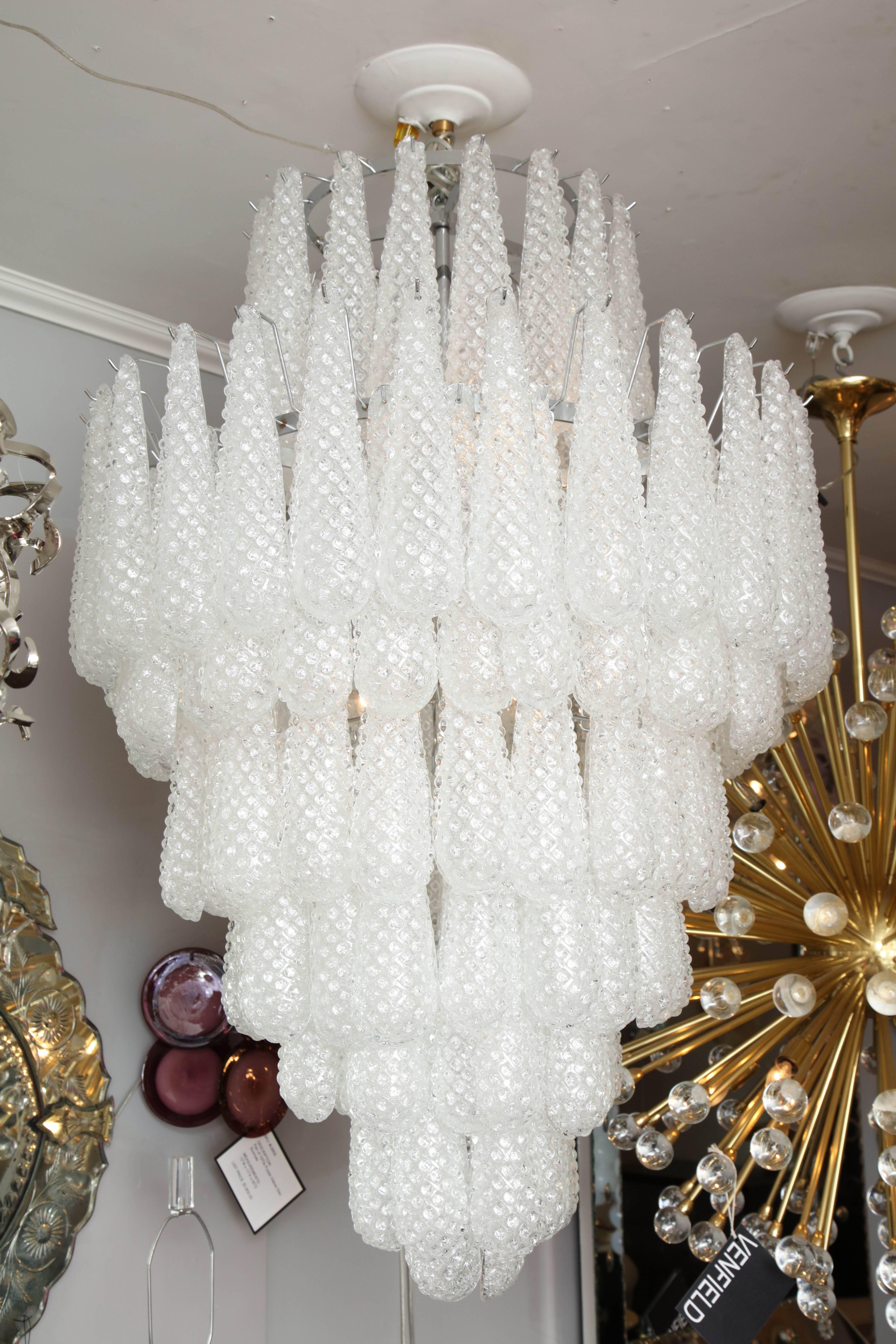 Custom large Murano honeycomb glass chandelier. Customization is available in different sizes and finishes.